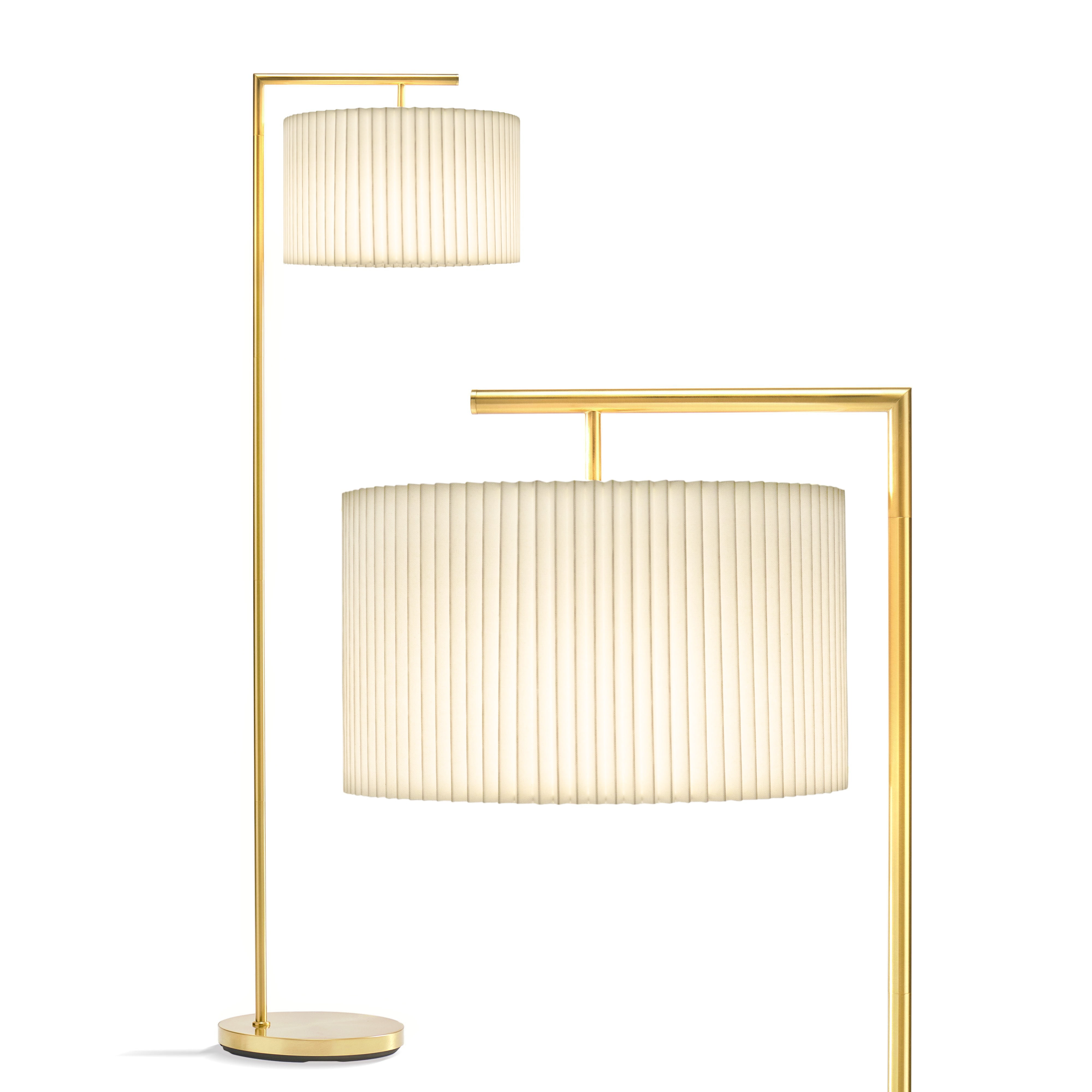 Brightech Montage Modern LED Floor Lamp with Pleated Shade (White, 60 in) locwn