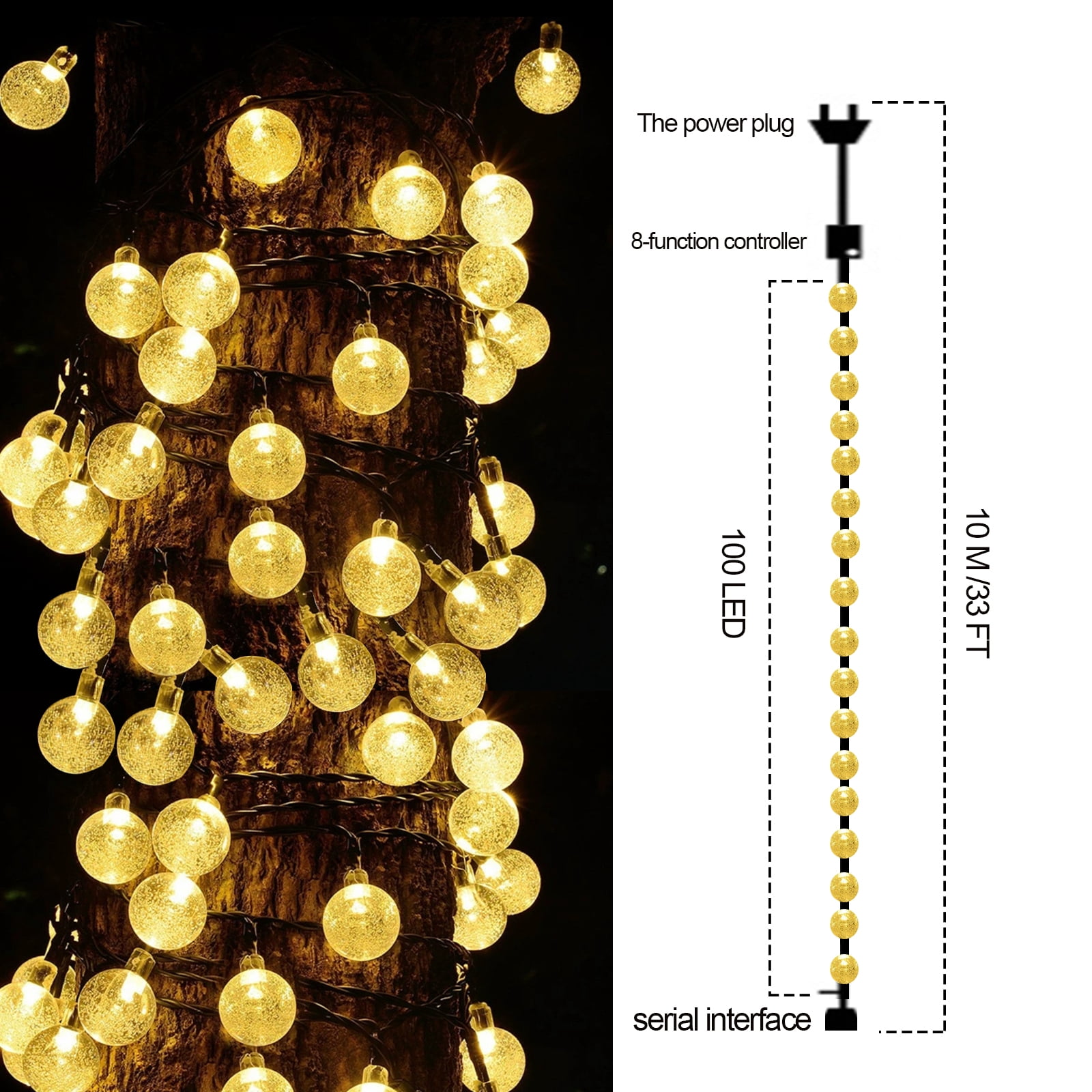Baoxue LED String Lights, 100 LED Decorative Lighting for Indoor and Outdoor Use (Warm White, 33 ft) 321th