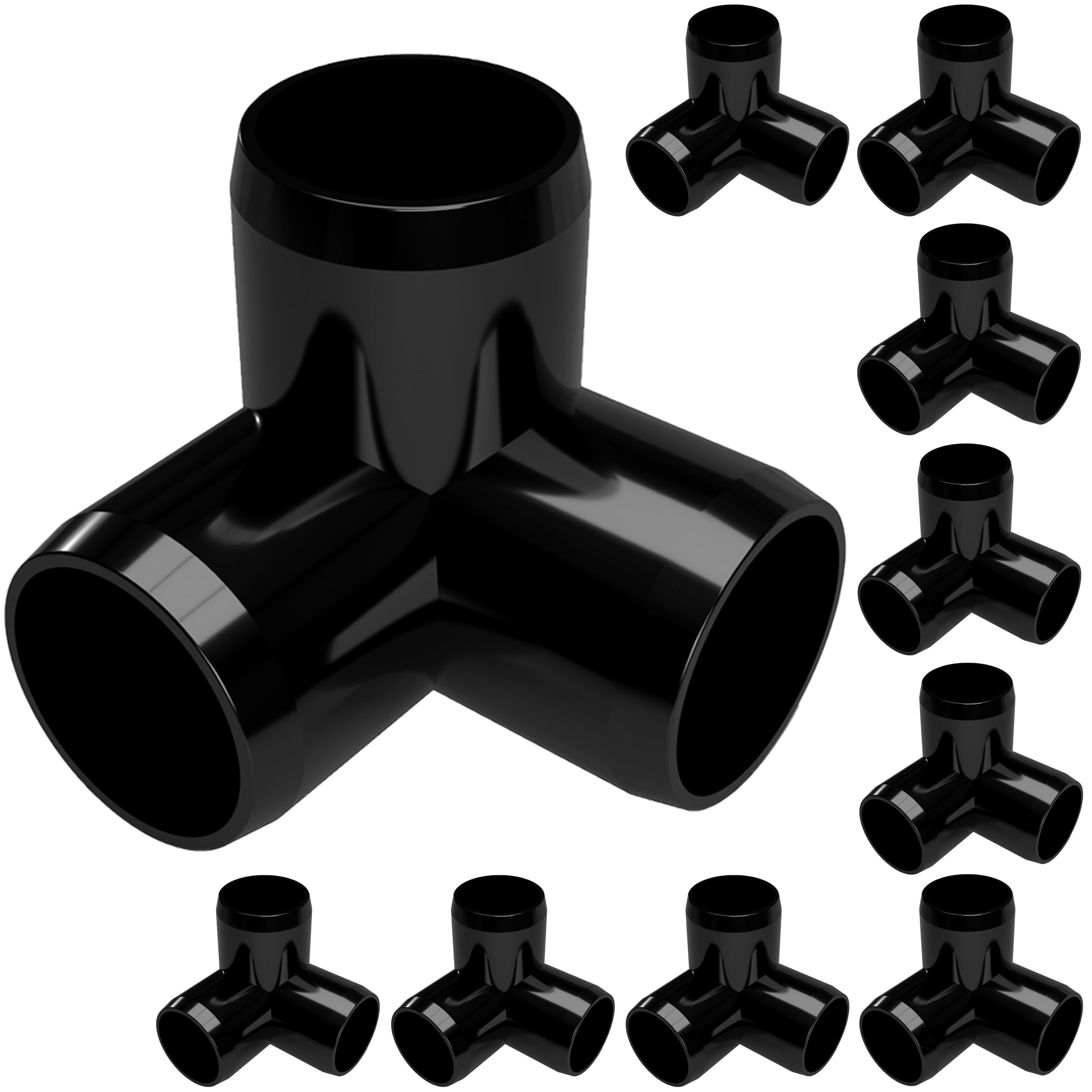 Formufit 1/2 in 3-Way Elbow Furniture Grade PVC Pipe Fittings (Black, 10-Pack) lm6f4