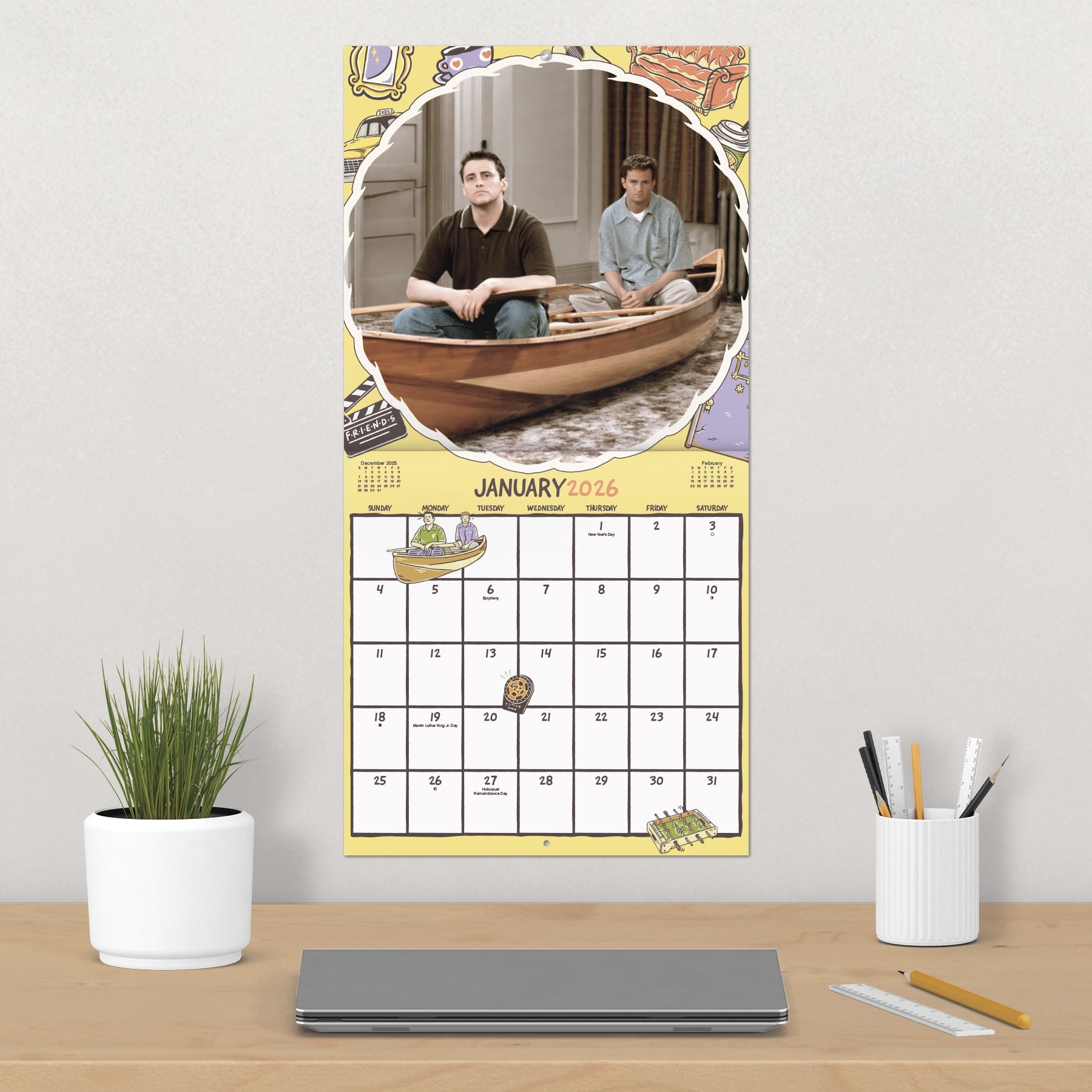 Trends International Friends 2026 Wall Calendar and Daily Desk Box Calendar Set (2 Piece) a90v8