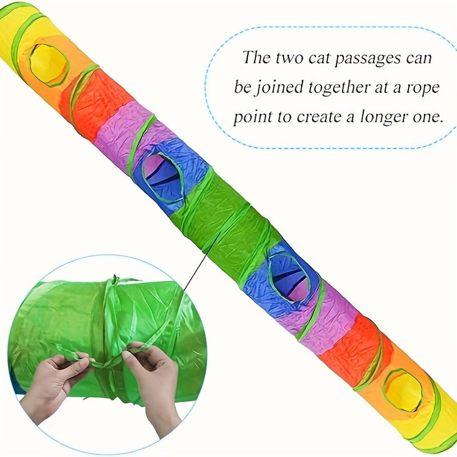 ChicCrate 3-Way S-Shaped Cat Tunnel for Indoor Cats, Collapsible Interactive Play Toy with Crinkle Texture and Peek Holes (Rainbow, 31.5 in) 9r1v0