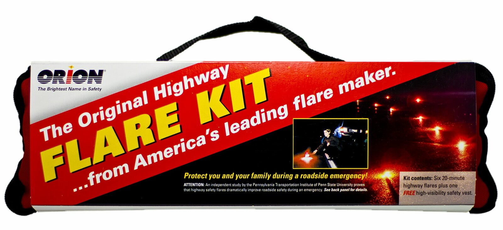 Orion Safety Products Emergency Road Flares and High-Visibility Vest (Orange, 6-Pack) gjhi2