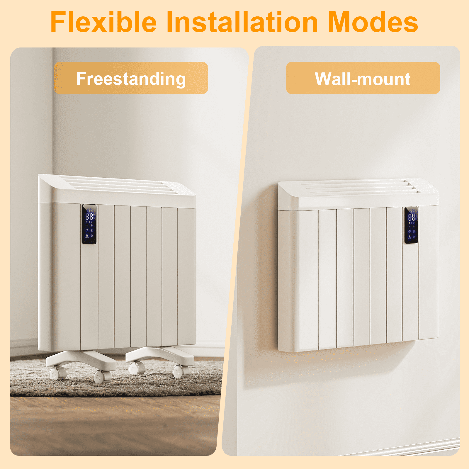 Rocyis 800W Convection Panel Heater, Ultra Quiet Wall Mount Electric Space Heater with Remote & Timer (White, 150 sq.ft) zmuwo
