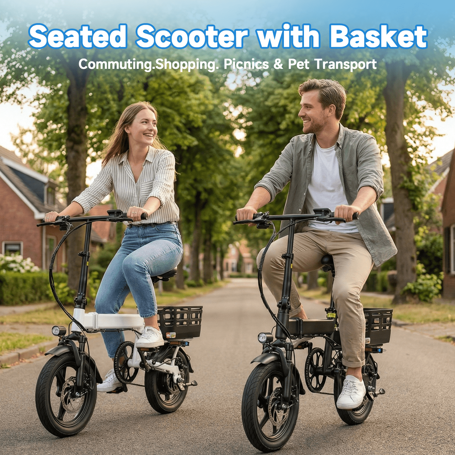 BroPath Folding Electric Bike for Adults, 350W Motor Commuter E-Bike with Rear Basket, Multi-Shock Absorption (Black, 14 in) kakpx