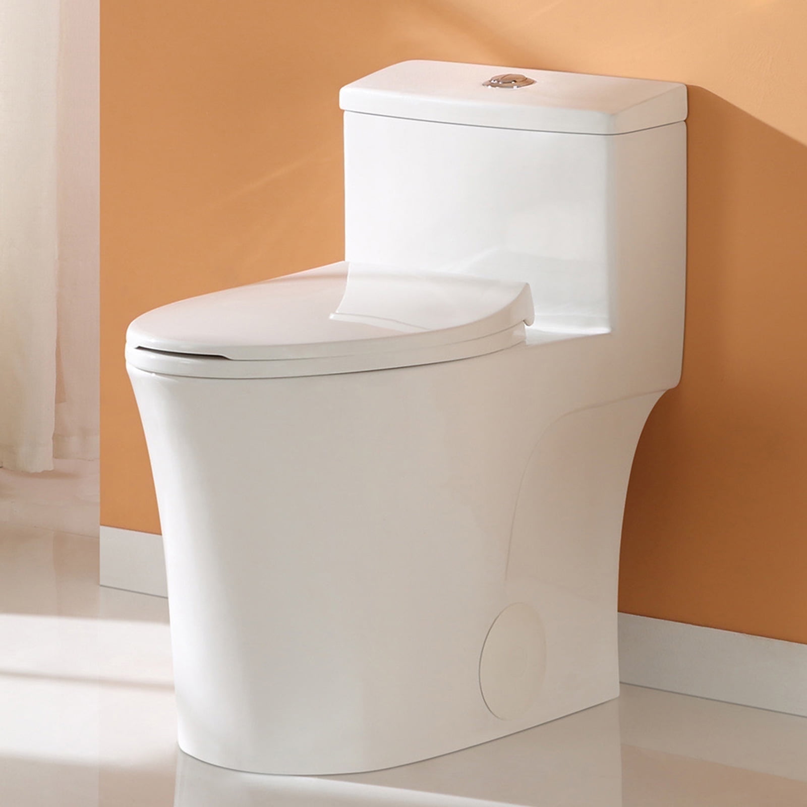 HOROW Compact One Piece Toilet, Elongated ADA Height Bowl with Soft-Close Seat (White, 17.3 in) rlz90