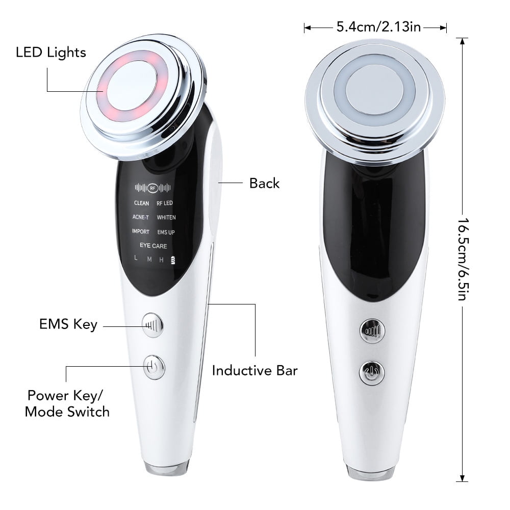 Mofajang 7-in-1 Facial Massager Device, LED Light Therapy Skin Tightening Tool, Electric Face Lifting & Rejuvenation (White, 1 Count) m6ddm