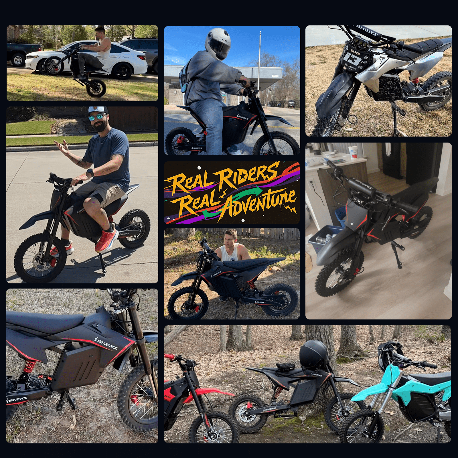 Skeri Electric Dirt Bike for Teens and Adults, Off-Road Motorbike with 3200W Peak Motor and 37MPH Top Speed (Black, 14 in/12 in) xwt84