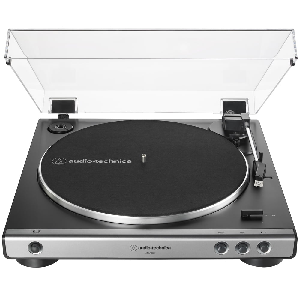 Audio-Technica AT-LP60X-GM Fully Automatic Belt-Drive Turntable (Gunmetal Black, 14.15 in x 3.84 in x 14.76 in) 8rqbs