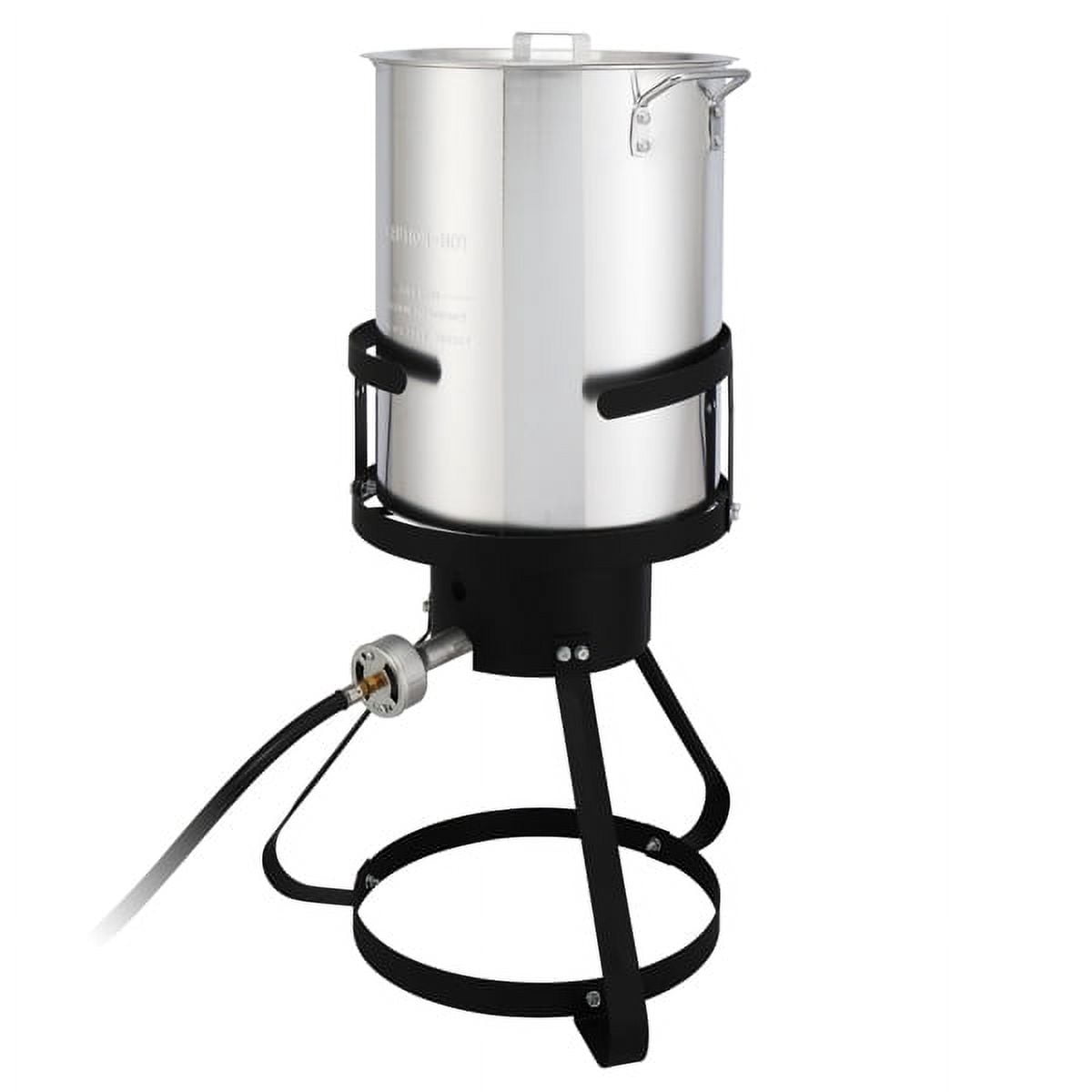 AMEEL Outdoor Gas Fryer Cooking Station with 30qt and 10qt Pots (Black, 13 in x 32 in) o1q1e