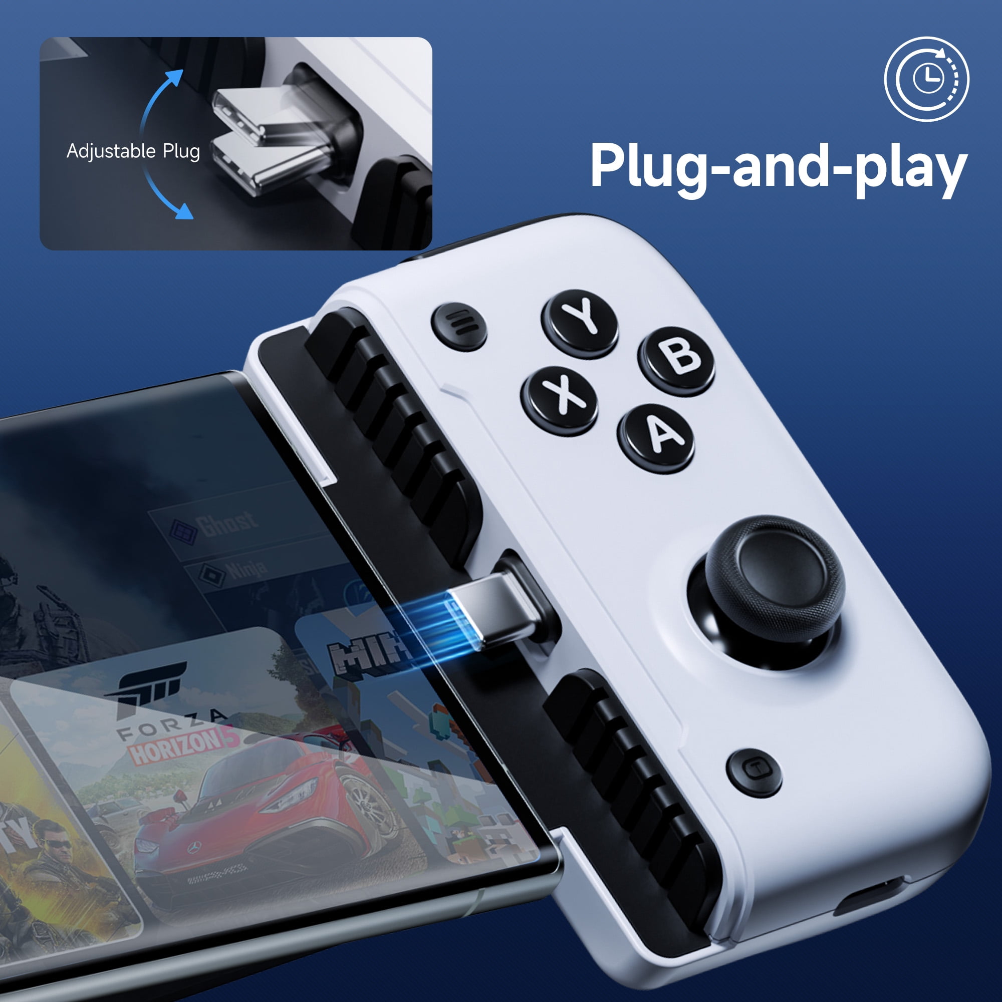 BROUJOY Mobile Gaming Controller for Android and iPhone 15/16 Series, Hall Effect Joysticks with Turbo and Vibration (White) n47az