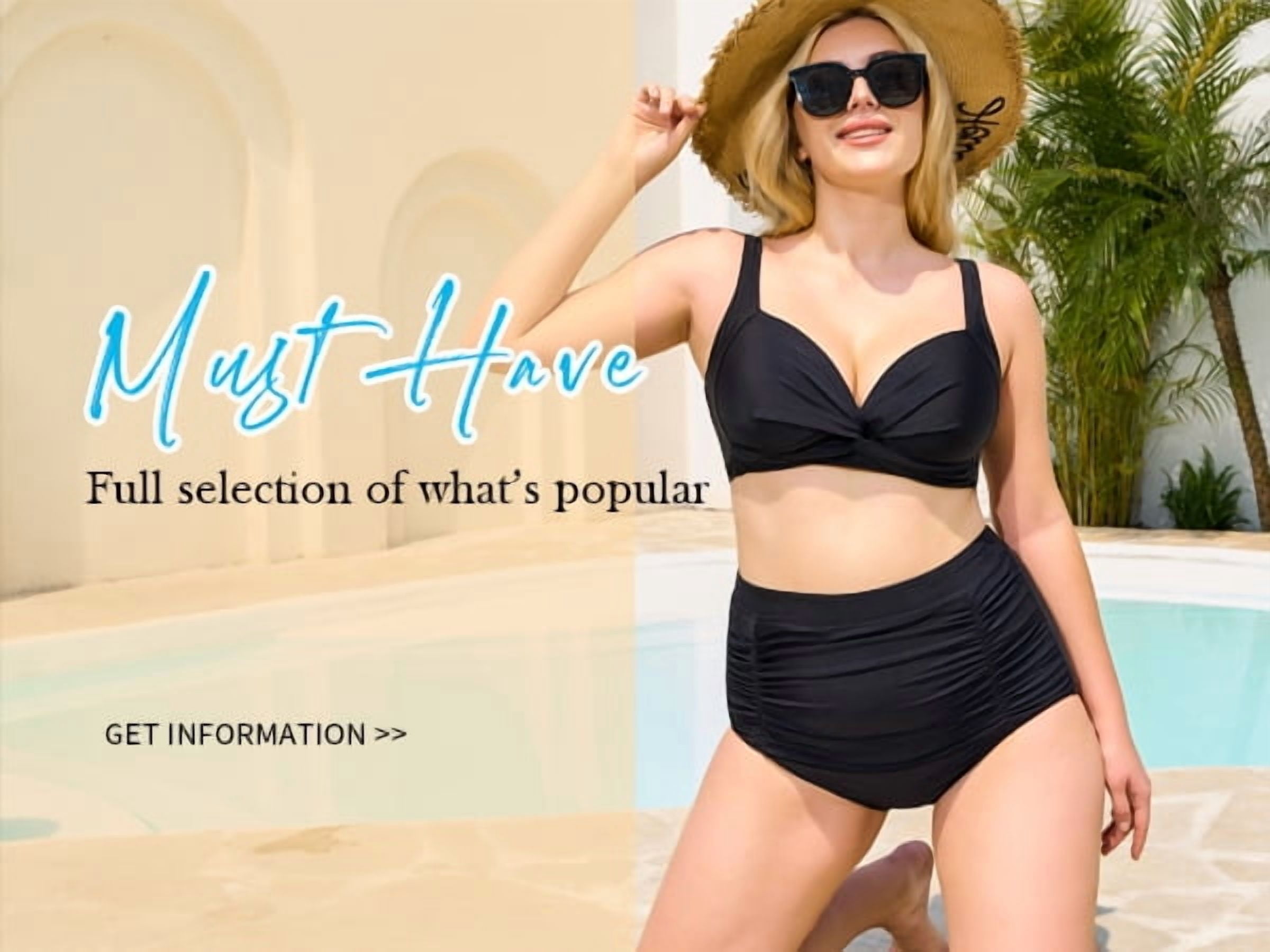 Relleciga Women's High Waisted Bikini Bottom Ruched Tummy Control Swimwear (Black, Small) ybqdi