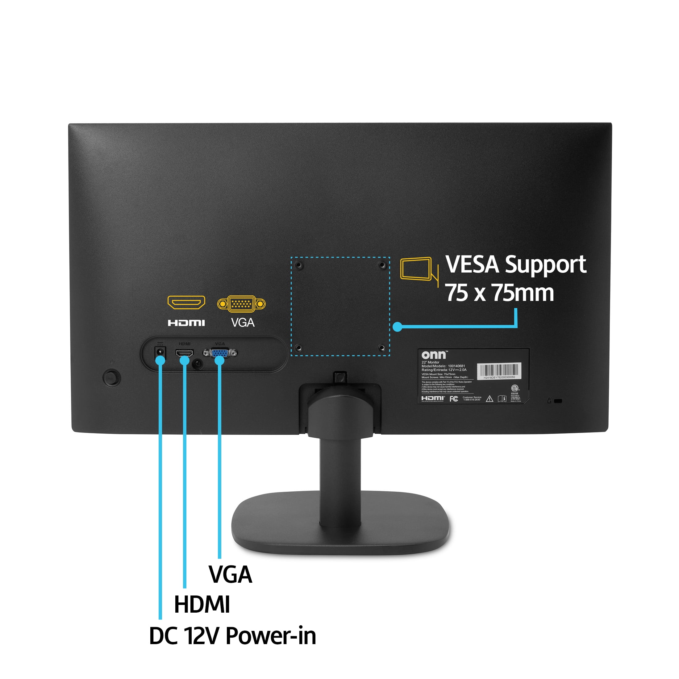 onn 22-inch FHD 1080p Office Monitor with 100Hz Refresh Rate and Adjustable Stand (Black, 22 in) y675m