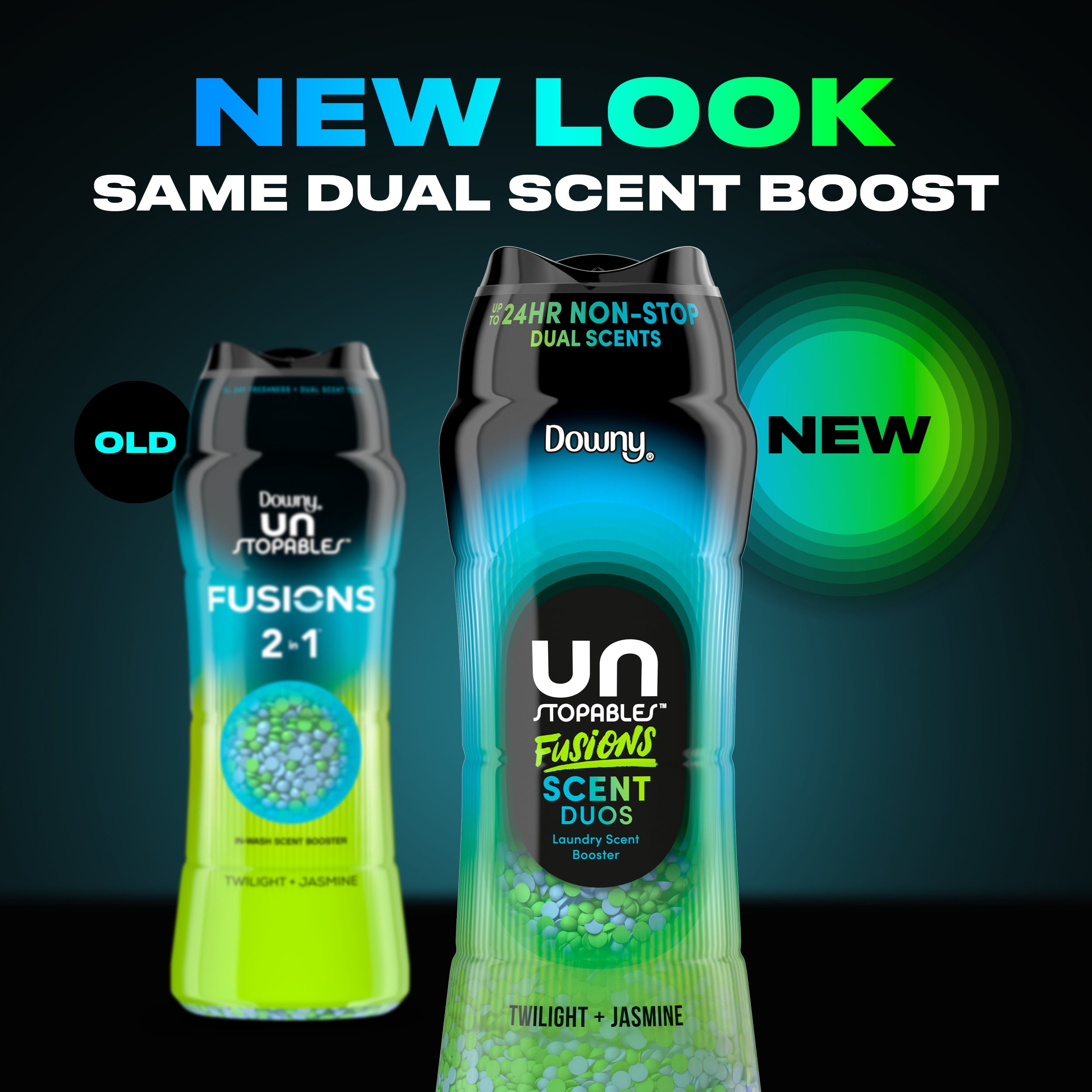 Downy Unstopables Fusions In-Wash Laundry Scent Booster Beads, Long-Lasting Twilight and Jasmine Fragrance (21.1 oz) c7nrg