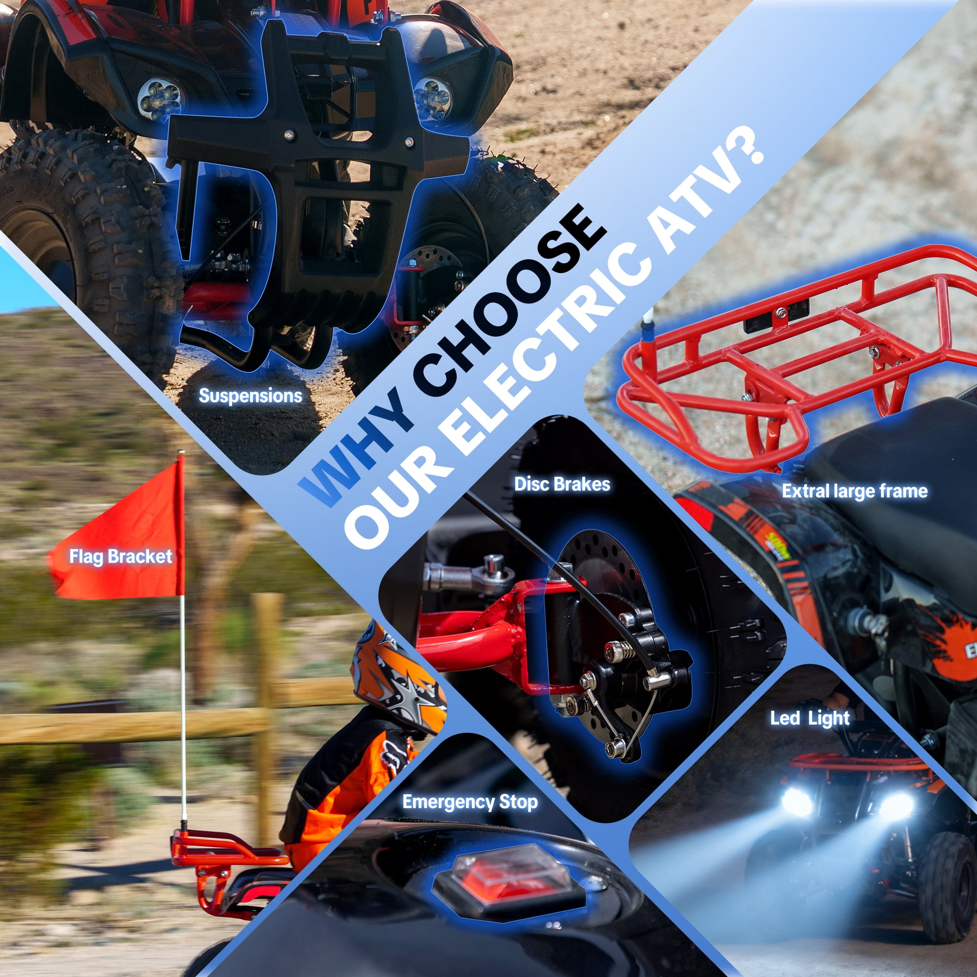 Aoemoe 500W 36V Electric Off-Road ATV Ride-On Quad for Kids (Orange, 41 in L x 26 in W x 23 in H) bv5aa - Image 6