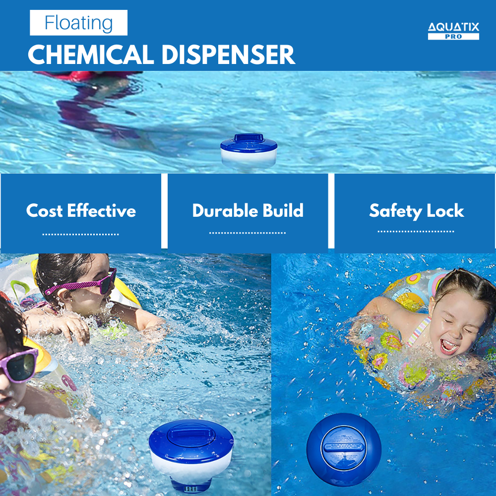 Aquatix Pro Pool Chlorine Floater Dispenser for 1 in to 3 in Tablets (Blue, Large) koduz