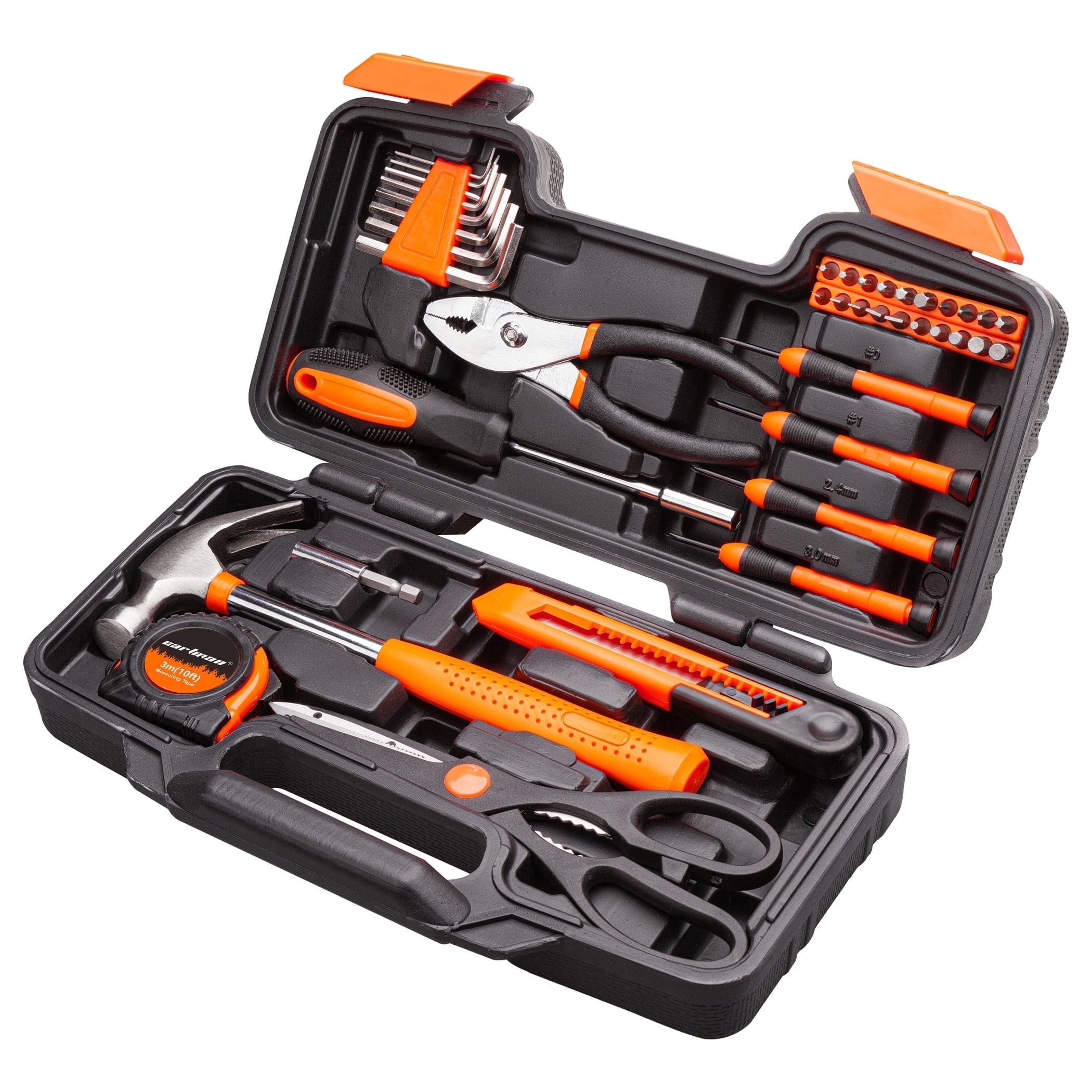 CARTMAN 39-Piece Household Hand Tool Set with Portable Storage Case (Orange, 39-Piece) f9moo