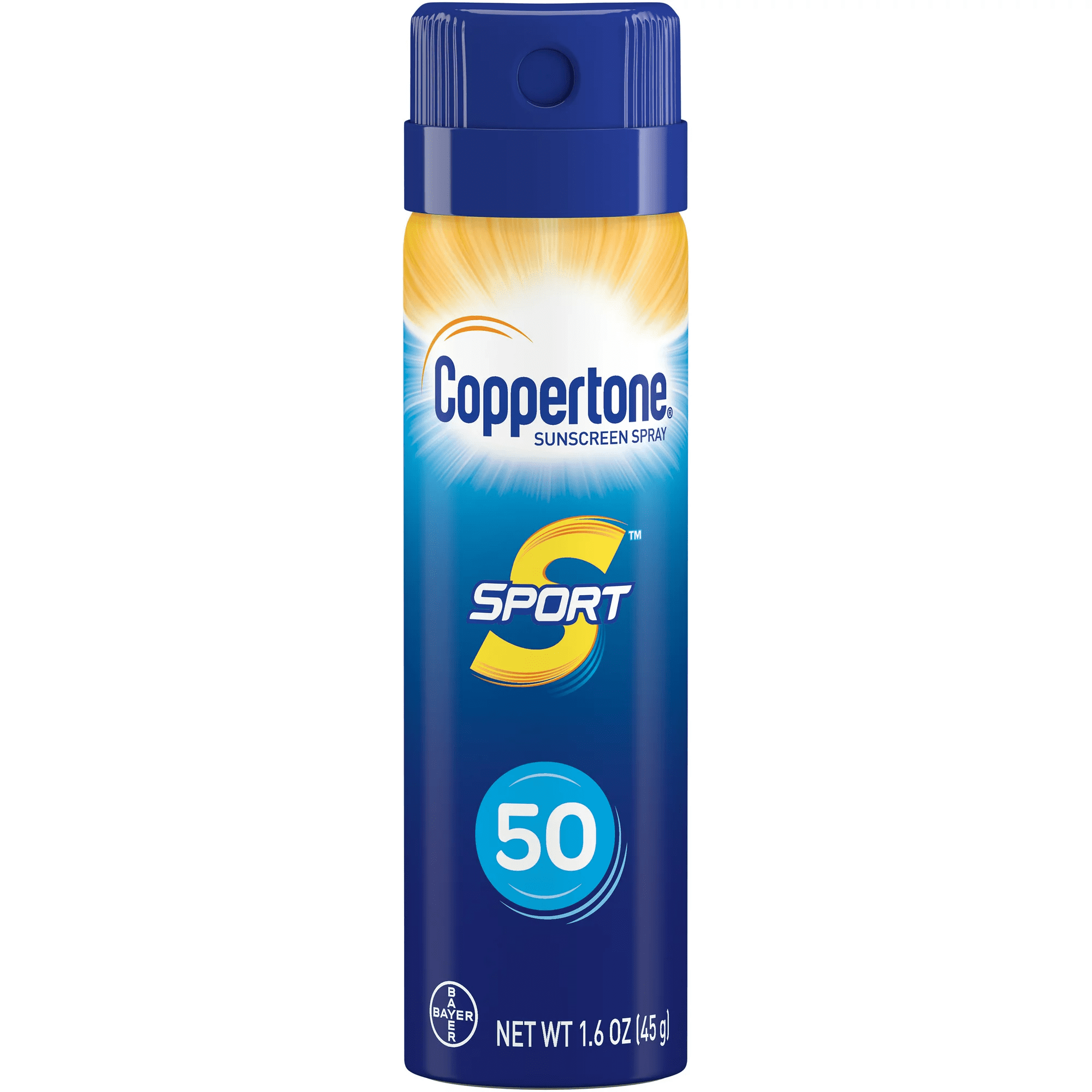 Coppertone Sport SPF 50 Sunscreen Spray, Broad Spectrum UVA/UVB Protection (Clear, 1.6 oz, Pack of 6) tjb0b