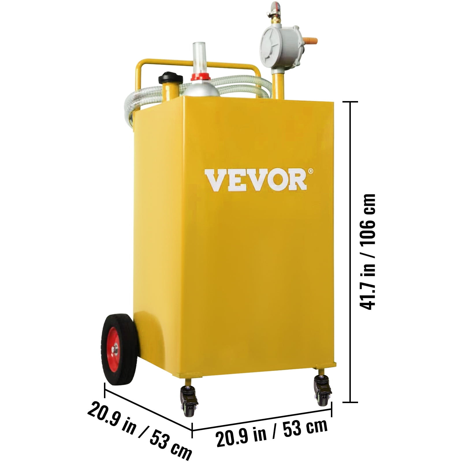 SKYSHALO 35 Gallon Portable Fuel Caddy with Rotary Pump and 4 Wheels (Yellow, 35 Gallon) jftmz