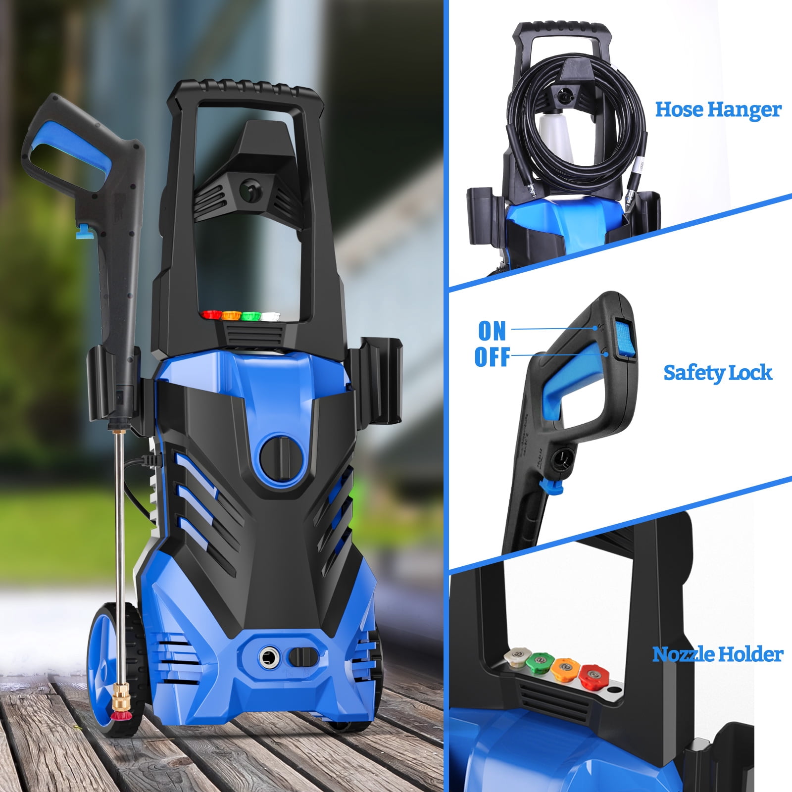HONDMIN Electric Pressure Washer 4200PSI 2.5GPM High-Pressure Power Cleaner with Foam Cannon (25 ft Hose) bh0mc