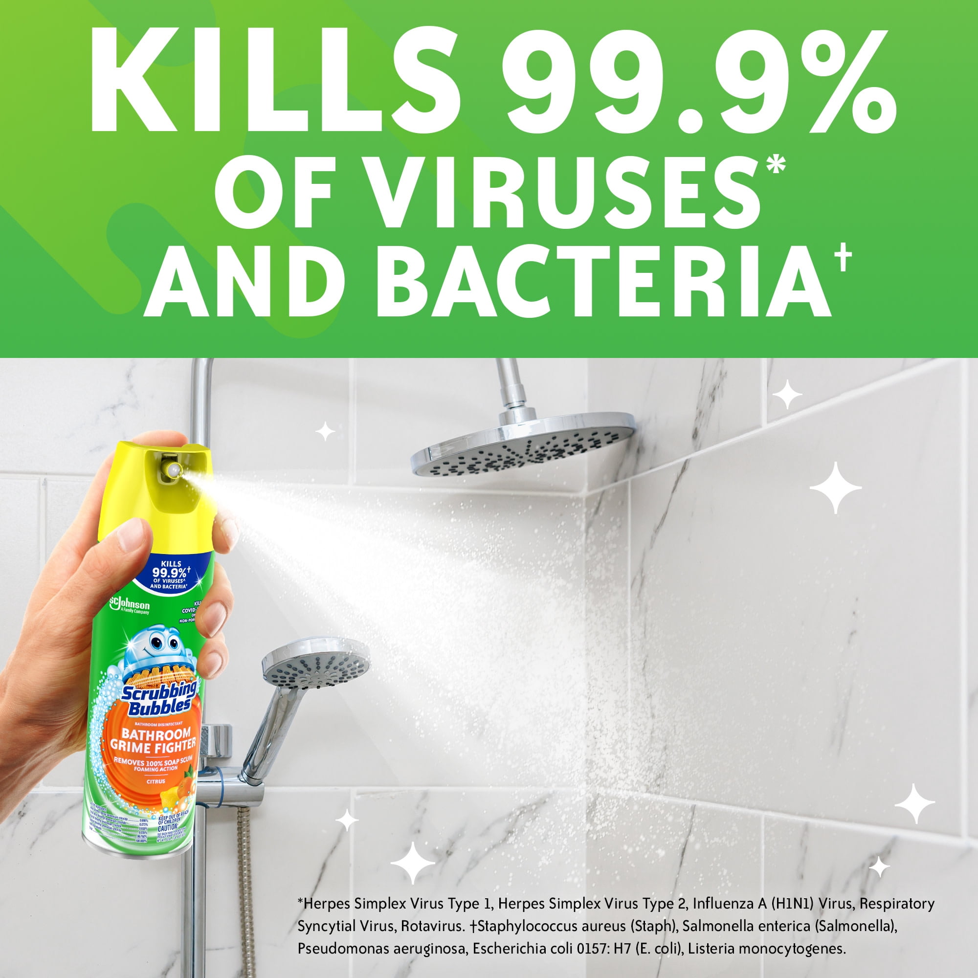 Scrubbing Bubbles Bathroom Grime Fighter Disinfectant Spray, Citrus Scent (20 oz, 2 Pack) yhl3v