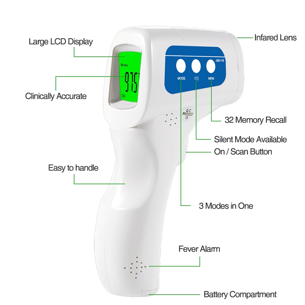 Easy@Home JXB-178 Non-Contact Infrared Forehead Thermometer (White, 1 Count) kk8f5