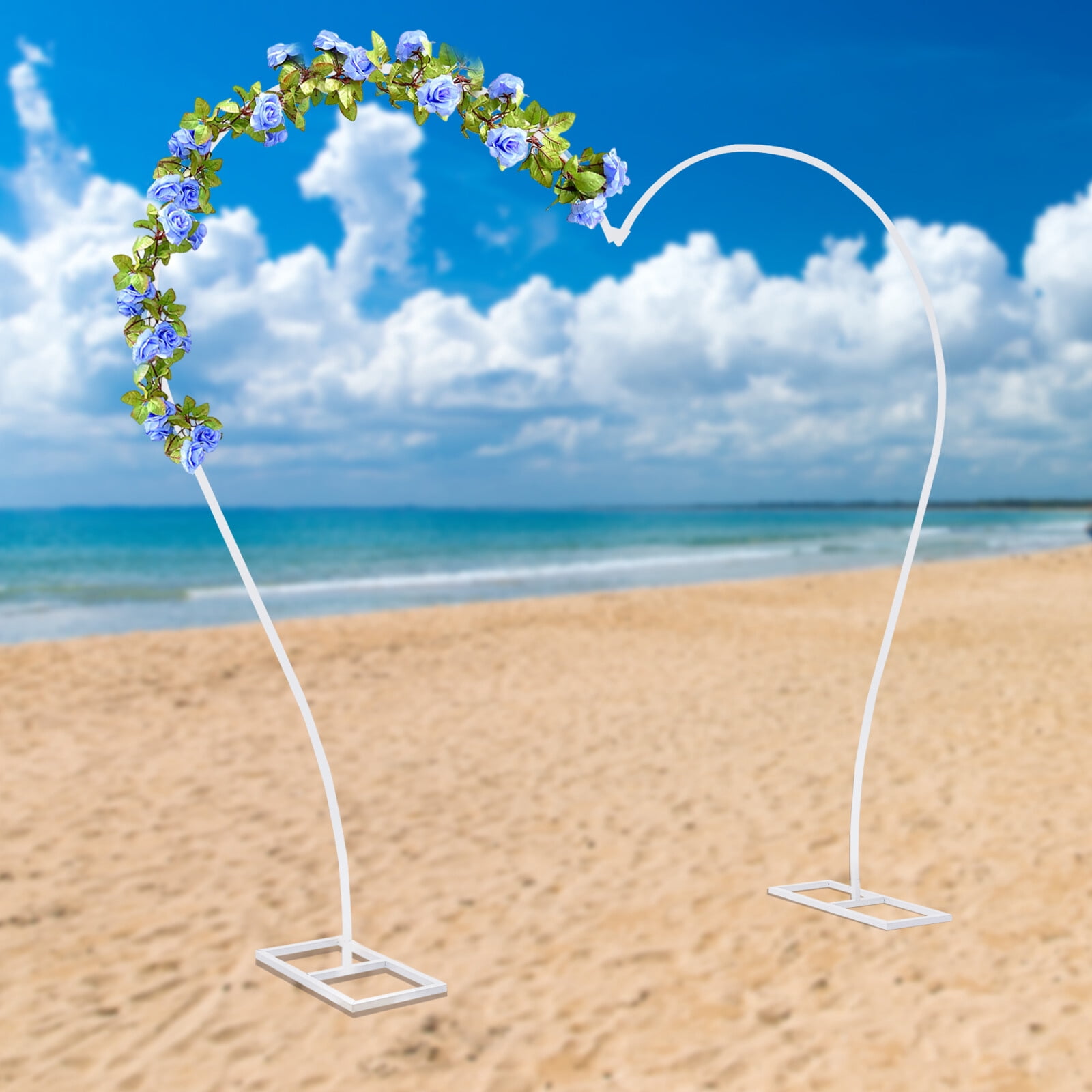 Generic Heart-Shaped Arch Stand, Metal Wedding Backdrop Frame for Balloon and Flower Decorations (White, 8.7 ft x 7.7 ft) ary3h