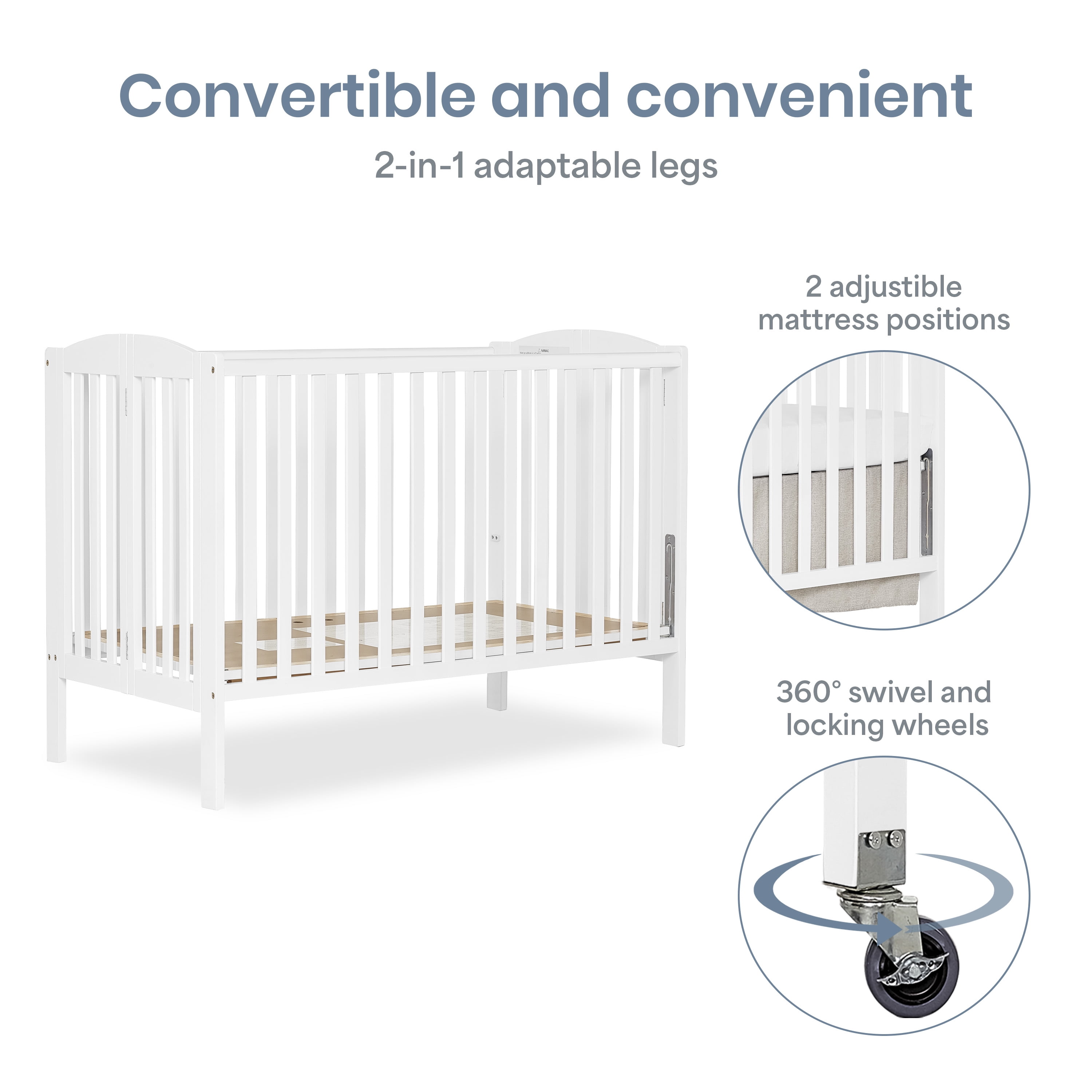 Dream On Me Folding Full Size Convenience Crib (White, 53 in x 31 in x 46 in) gzjba