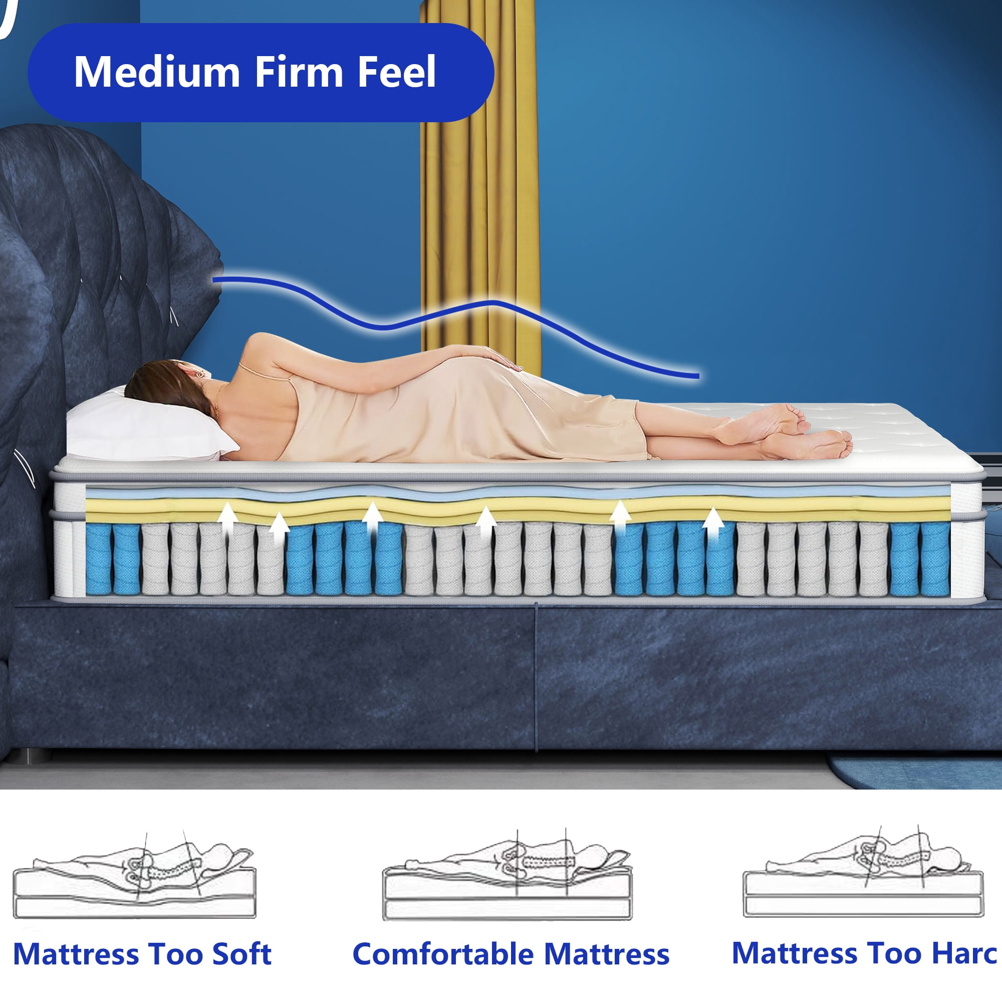 AOOWOW 10 Inch Hybrid King Size Mattress, Cooling Gel Memory Foam and Pocket Spring Support (King, 76 in x 80 in x 10 in) no91m