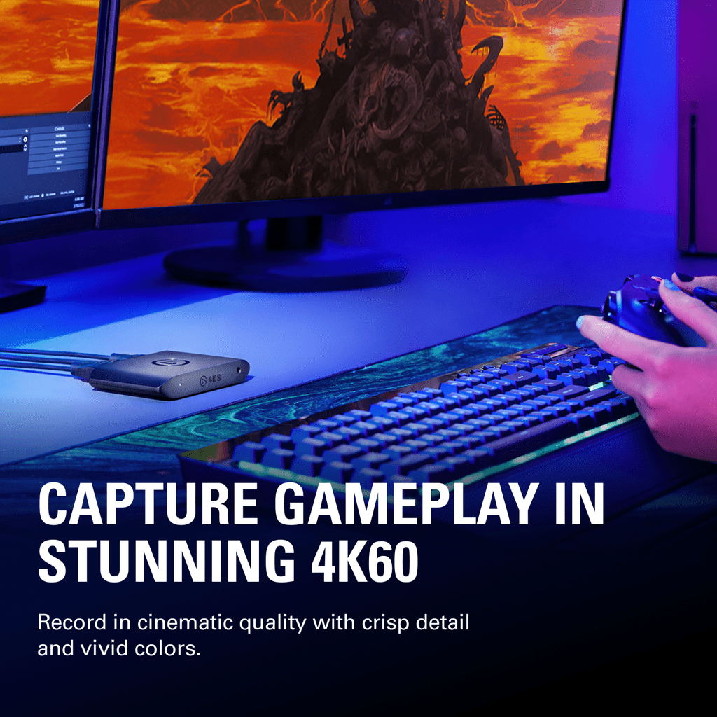 Elgato Game Capture 4K S External Video Capture Card with Chat Link Pro (4K60 HDR10, VRR Passthrough, 1 Pack) wf5n0