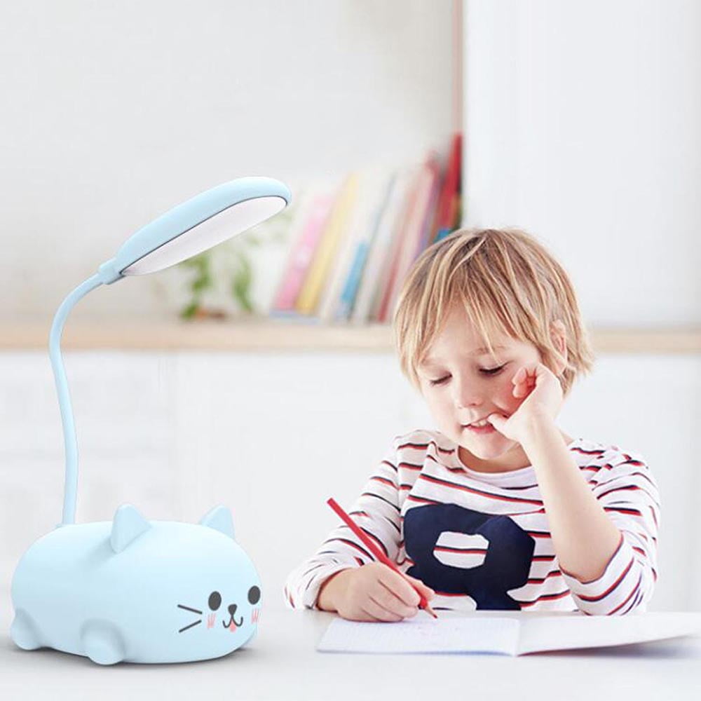Cbcbtwo LED Desk Lamp, Eye-Protecting Reading Light with Flexible Gooseneck and Cute Cat Base (Blue) h4yq7