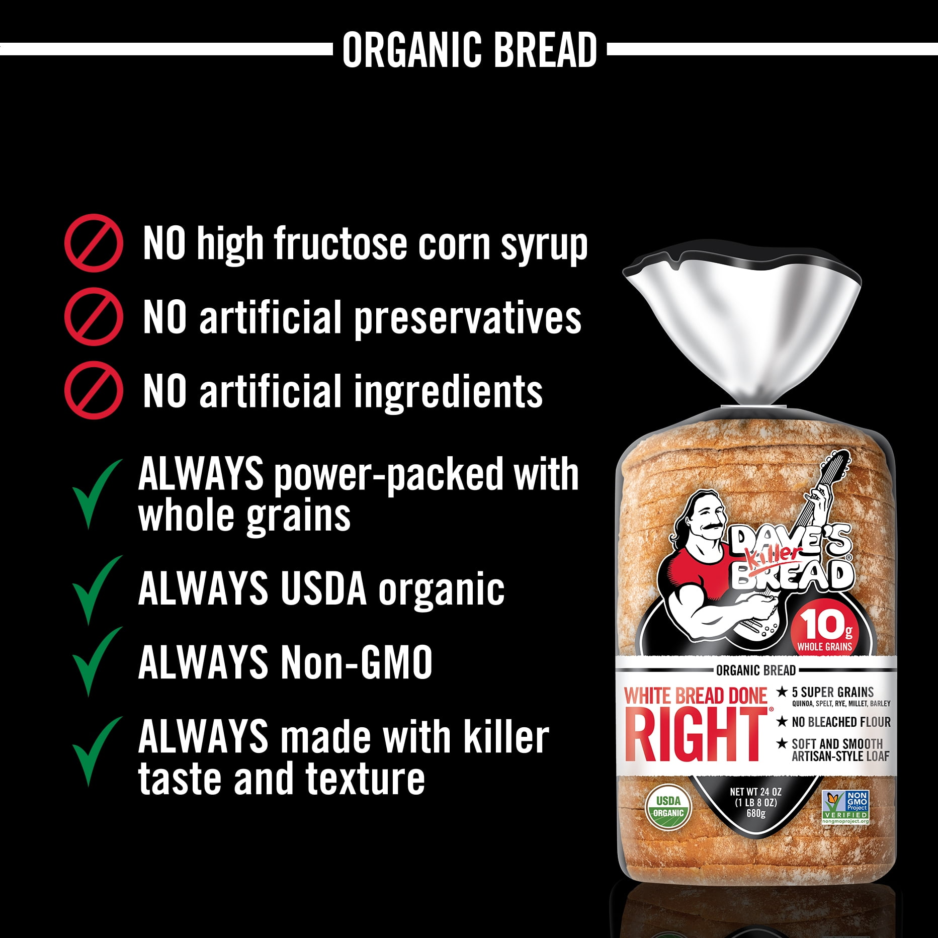 Dave's Killer Bread White Bread Done Right Organic Sliced Bread (White, 24 oz) wm2ew