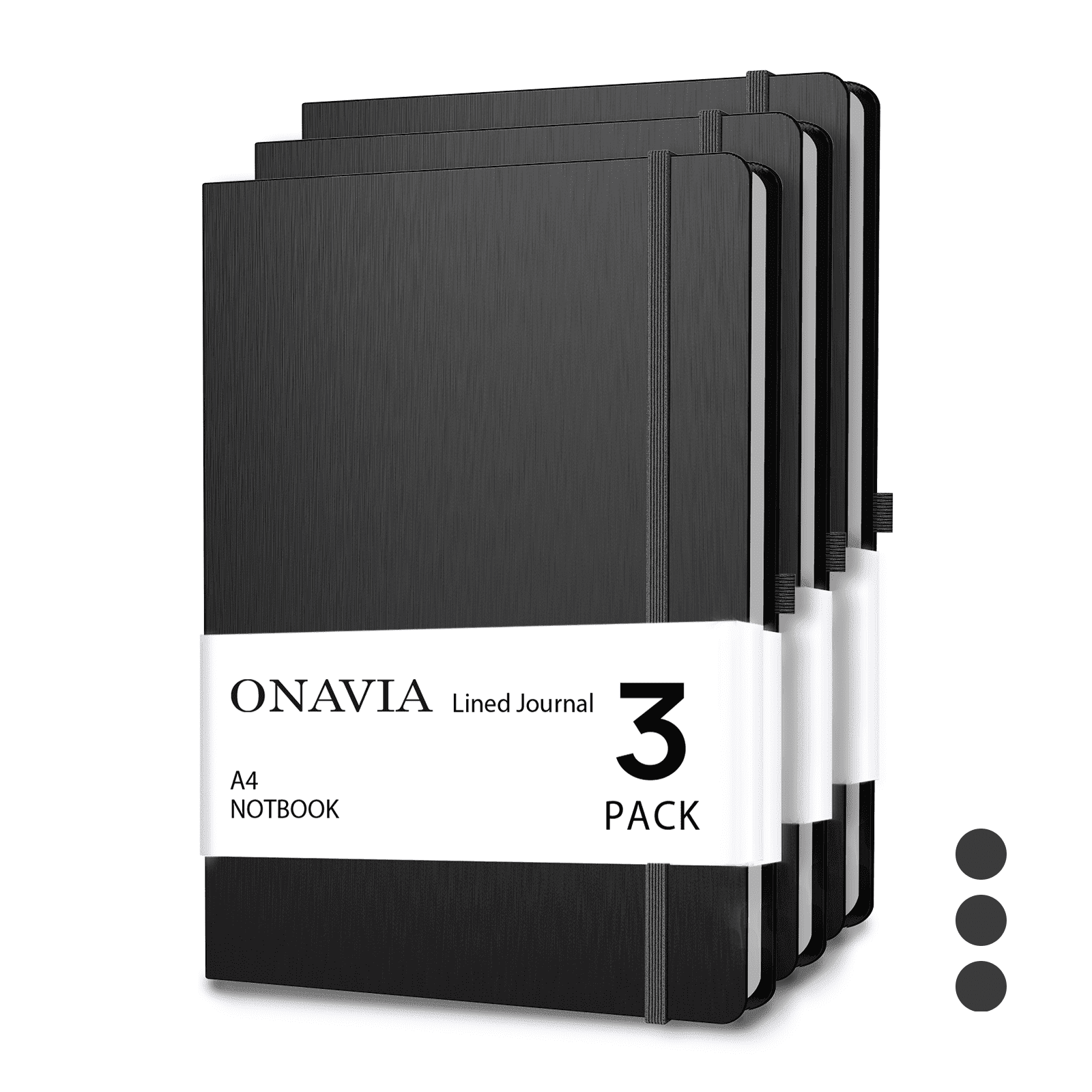 ONAVIA Lined Journal Notebook, Hardcover College Ruled Notepad for Work and School (Black, 3 Pack, 8.27 in x 11.6 in) utidl