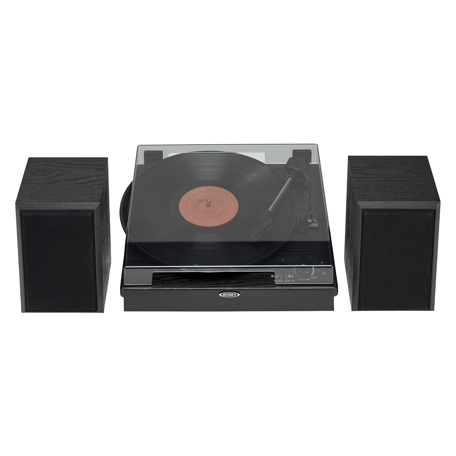 Jensen JTA-315 3-Speed Belt-Drive Bluetooth Turntable with Stereo Speakers (Black) 1igi0