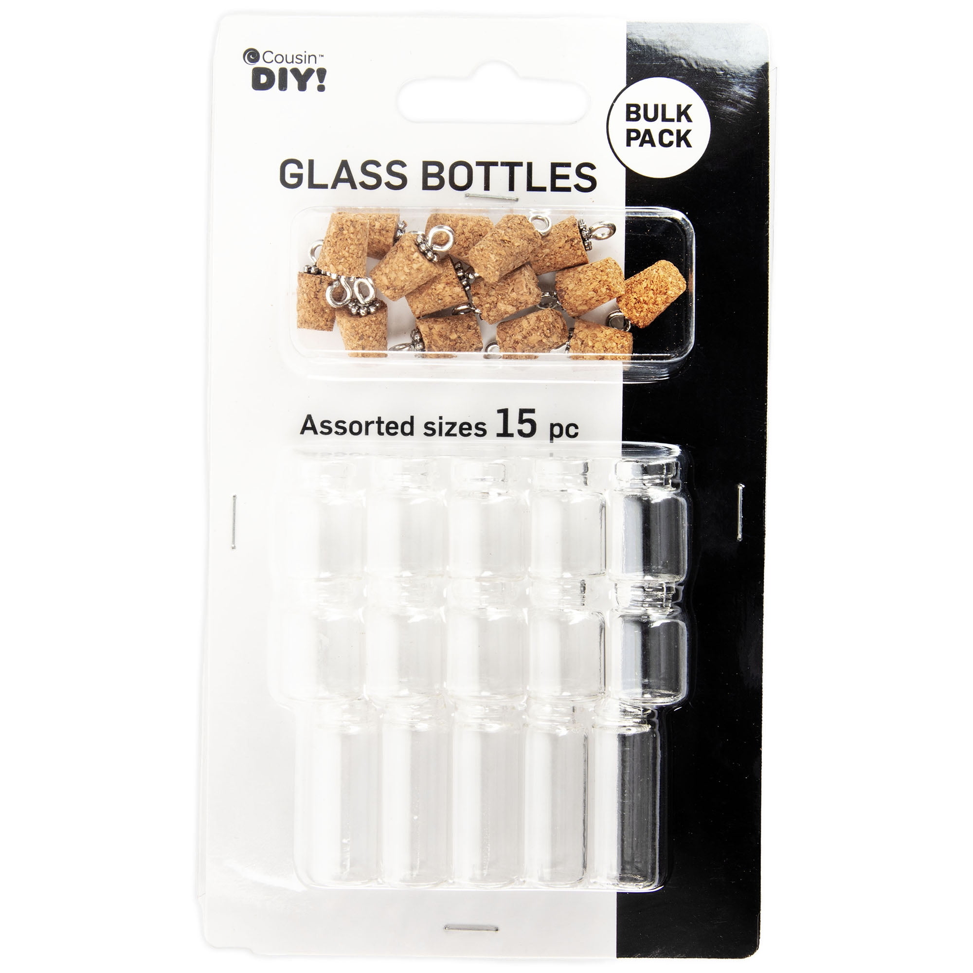 Cousin DIY Glass Charm Set for Jewelry Making with Cork Stoppers (Clear, 15 Piece) 7cd1y