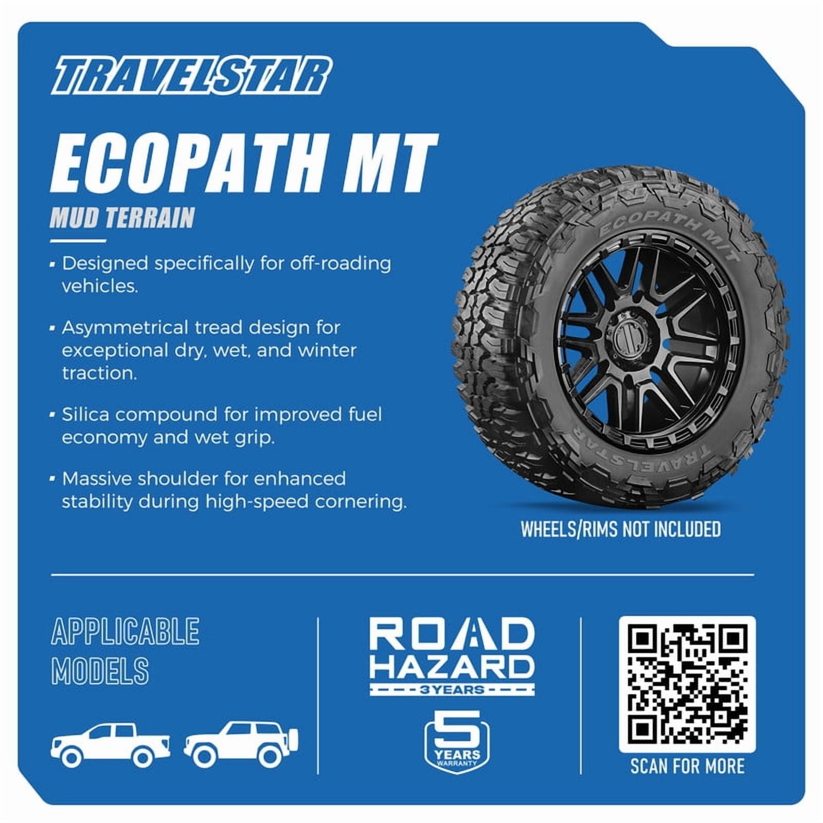 Travelstar EcoPath M/T Mud Terrain Tire for SUV and Light Truck (33x12.50R20, 12 PR, Load Range F) pkv3w