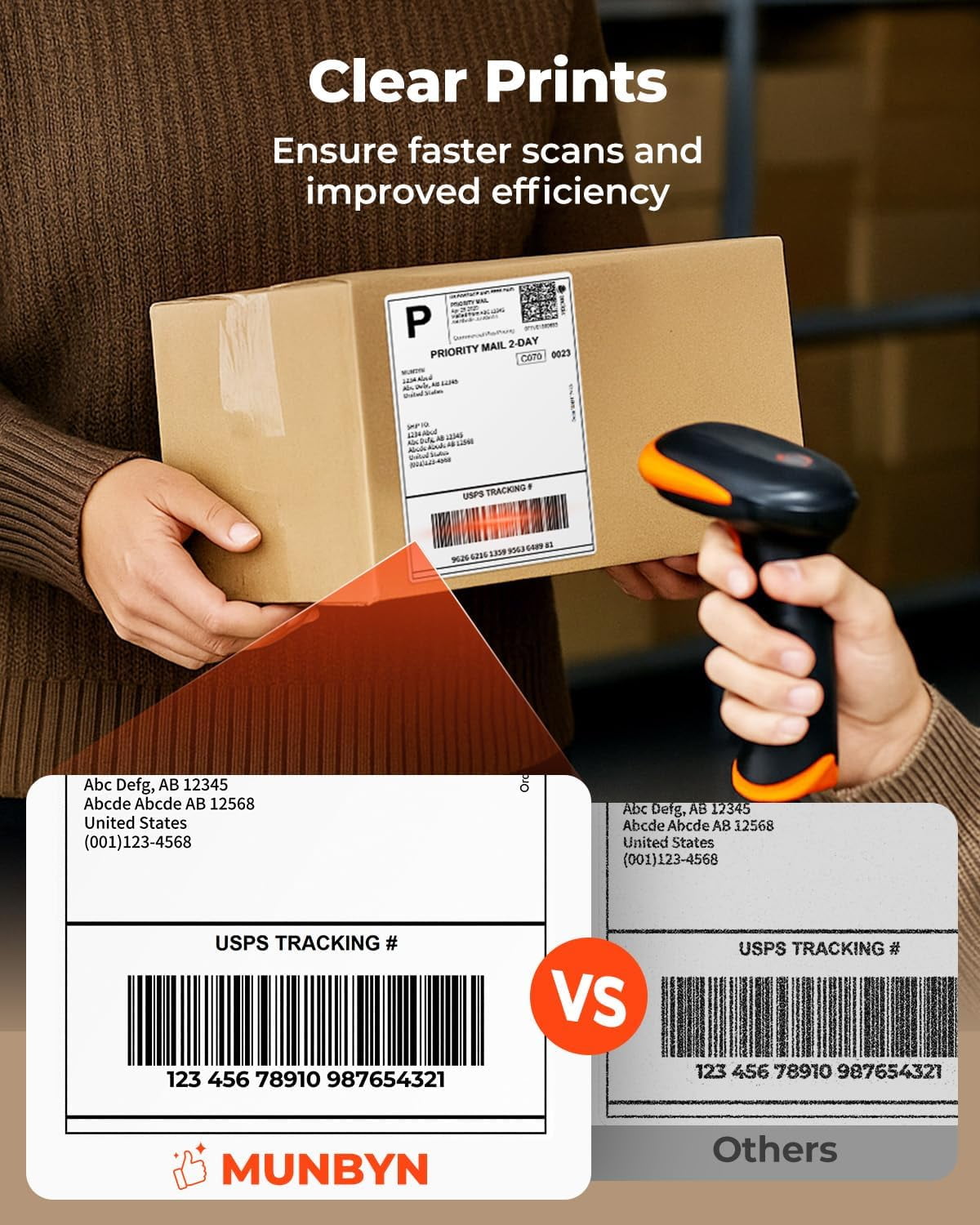 Munbyn 4 in x 6 in Direct Thermal Shipping Labels, Commercial Grade Adhesive for Logistics and Packaging (White, 220 Sheets) hoemg