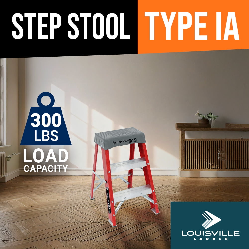 Louisville Ladder Fiberglass Step Stool Industrial Duty (Orange, 2 ft) jey5b