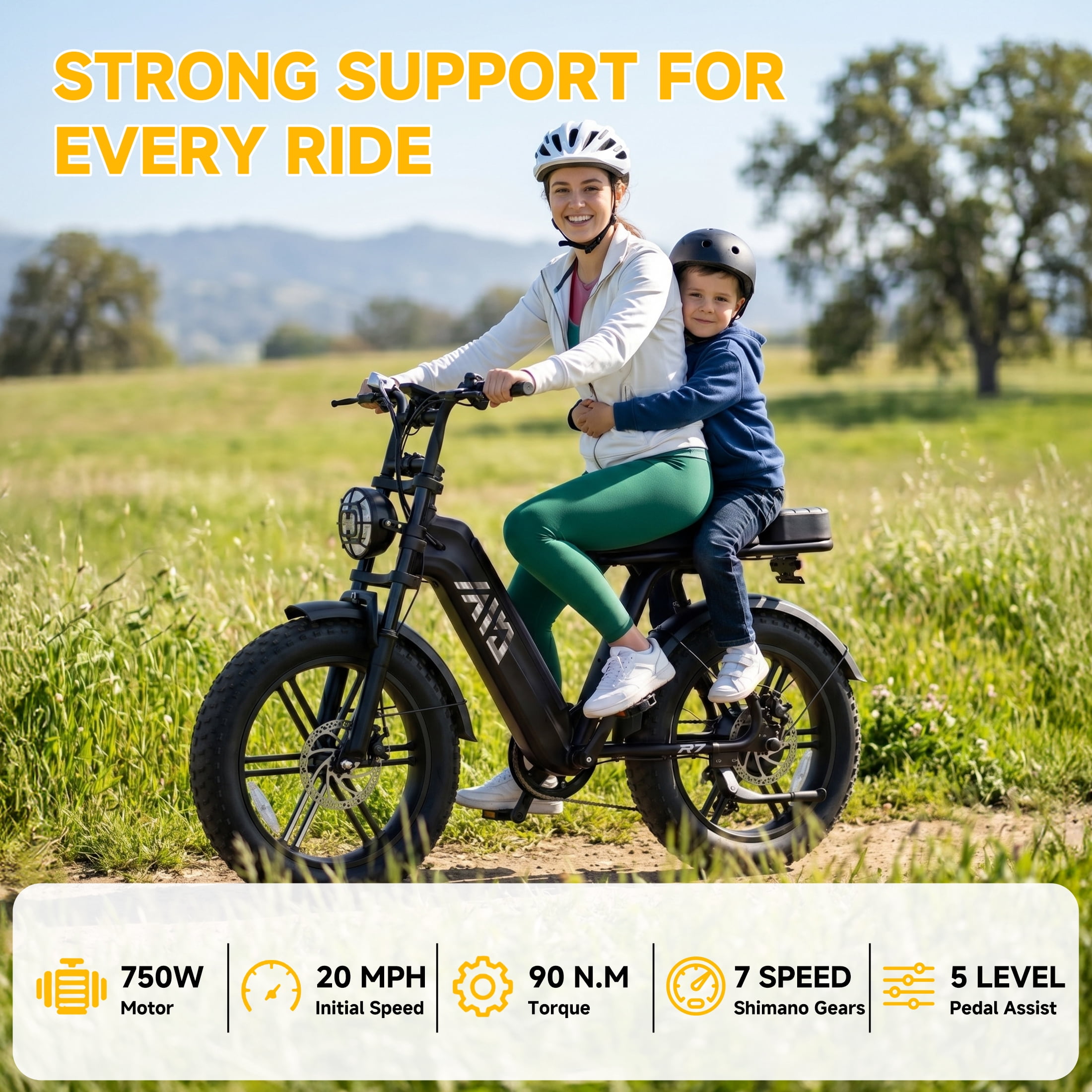 TST Electric Bike for Women, 750W Motor, 48V 15Ah Battery, 20 in x 4 in Fat Tire, Full Suspension (Black) hbfl2