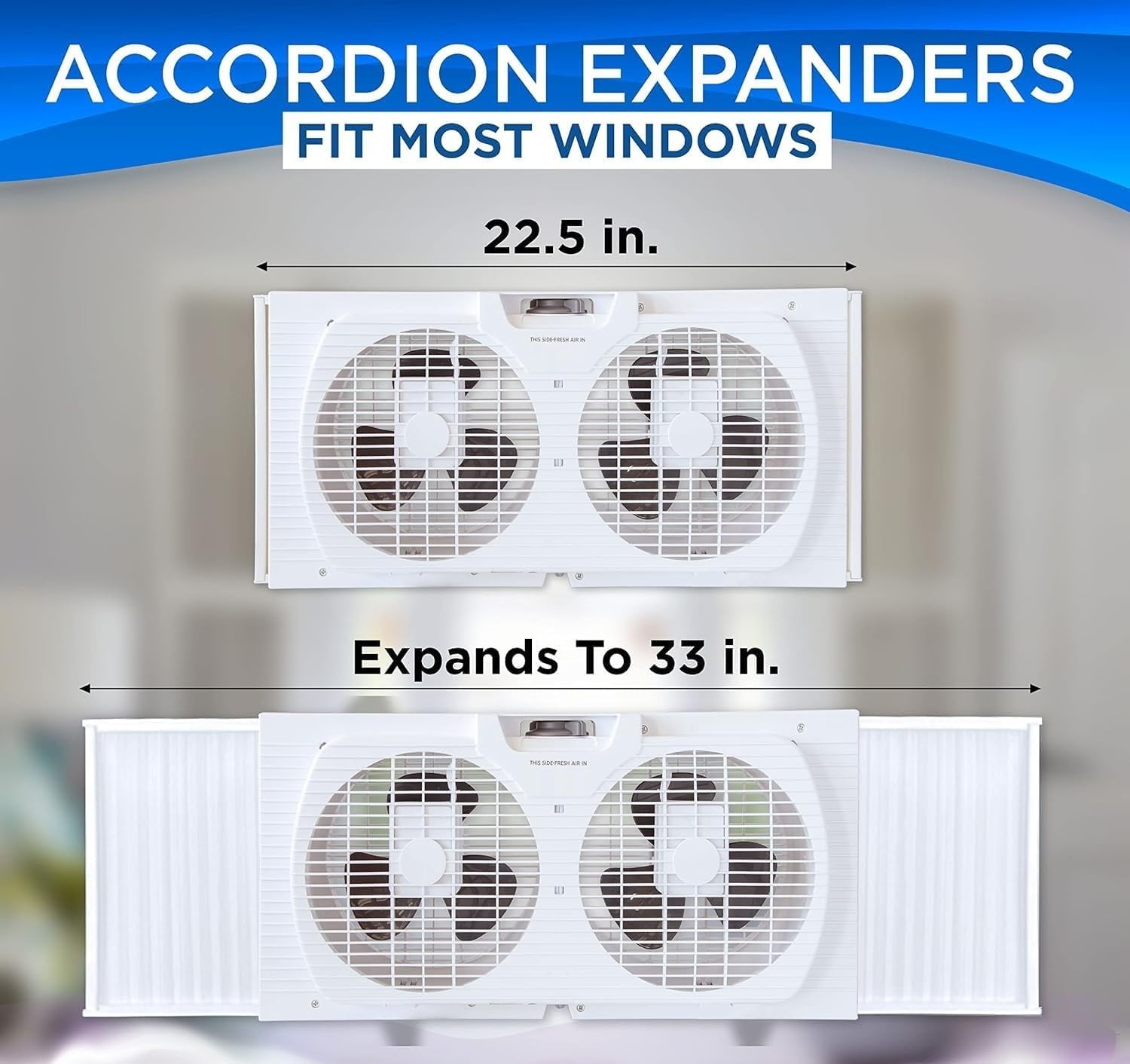 EZ-Chill 9 in Twin Window Fan with Reversible Airflow and Auto-Locking Expanders (White, 22.5 to 34 in) dszad