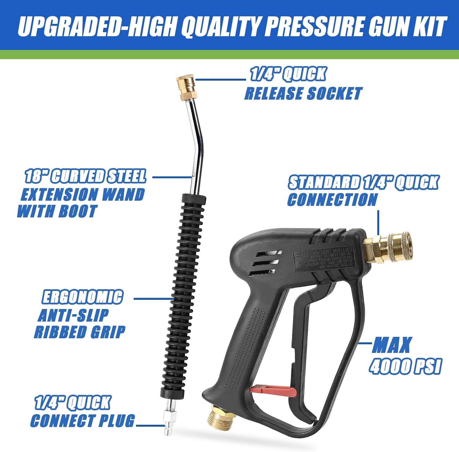 TOOLCY Electric Pressure Washer with 50 ft Hose, Short Gun, Extension Wand, Foam Cannon, and 5 Nozzles (2030 PSI) gz9bm