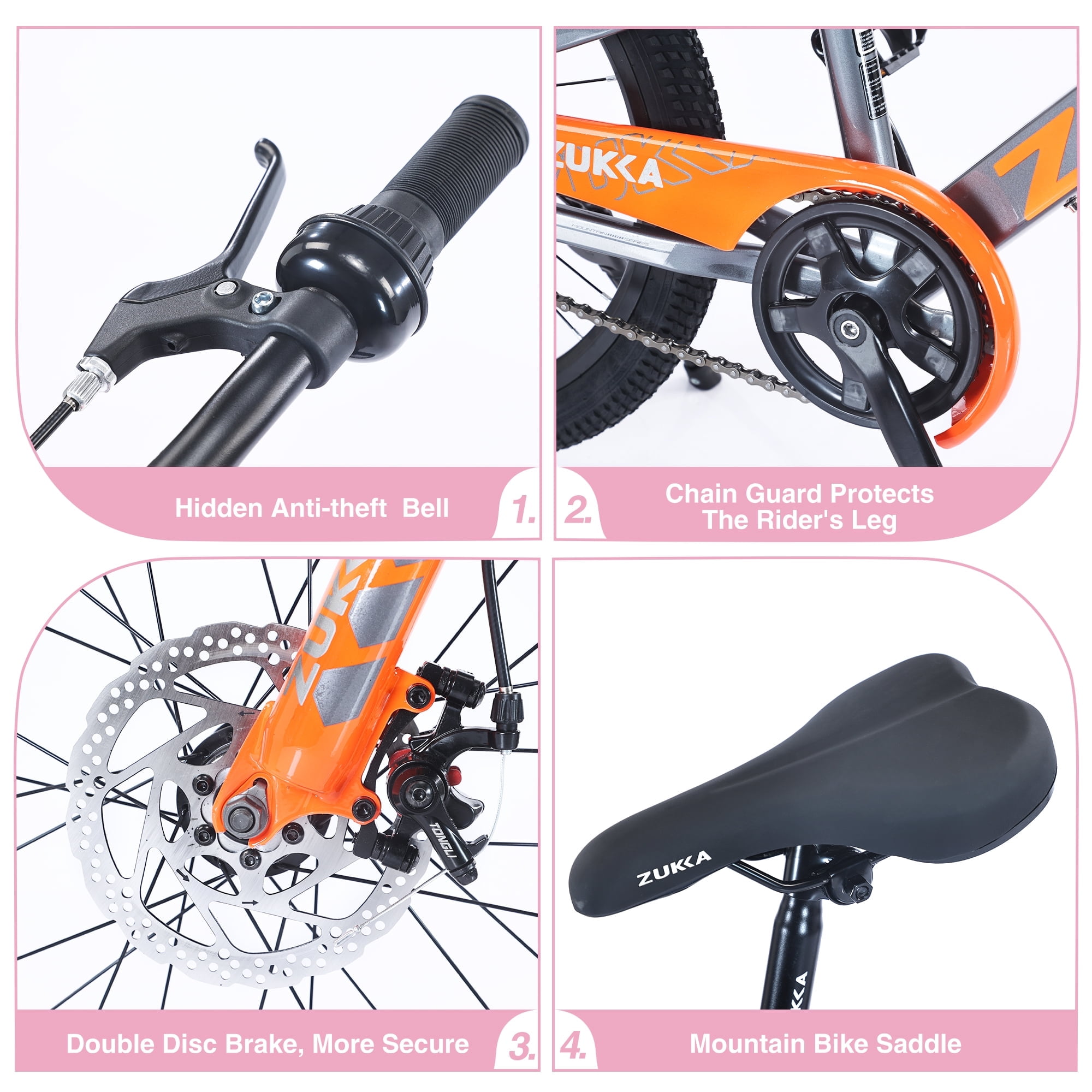 Harmie 20 Inch Mountain Bike Single Speed Steel Frame Commuter Bicycle (White and Pink, 20 in) 6tbpr