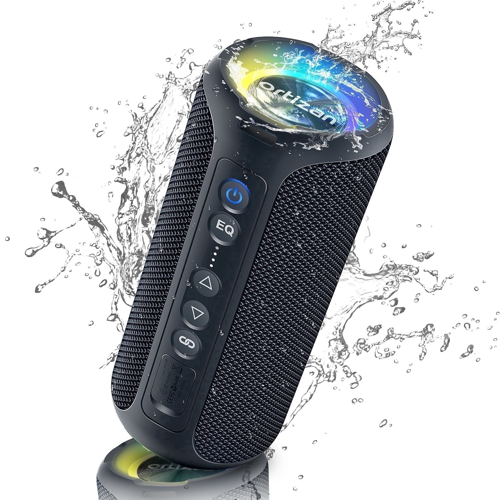 Ortizan Portable Bluetooth Speaker, IPX7 Waterproof Wireless Speaker with Dynamic Light Show and Deep Bass (Blue) whgi2