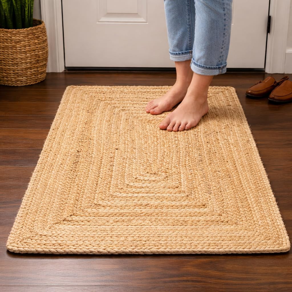 Savi Home Hand Woven Reversible Jute Accent Rug (White, 24 in x 36 in) rnqzr