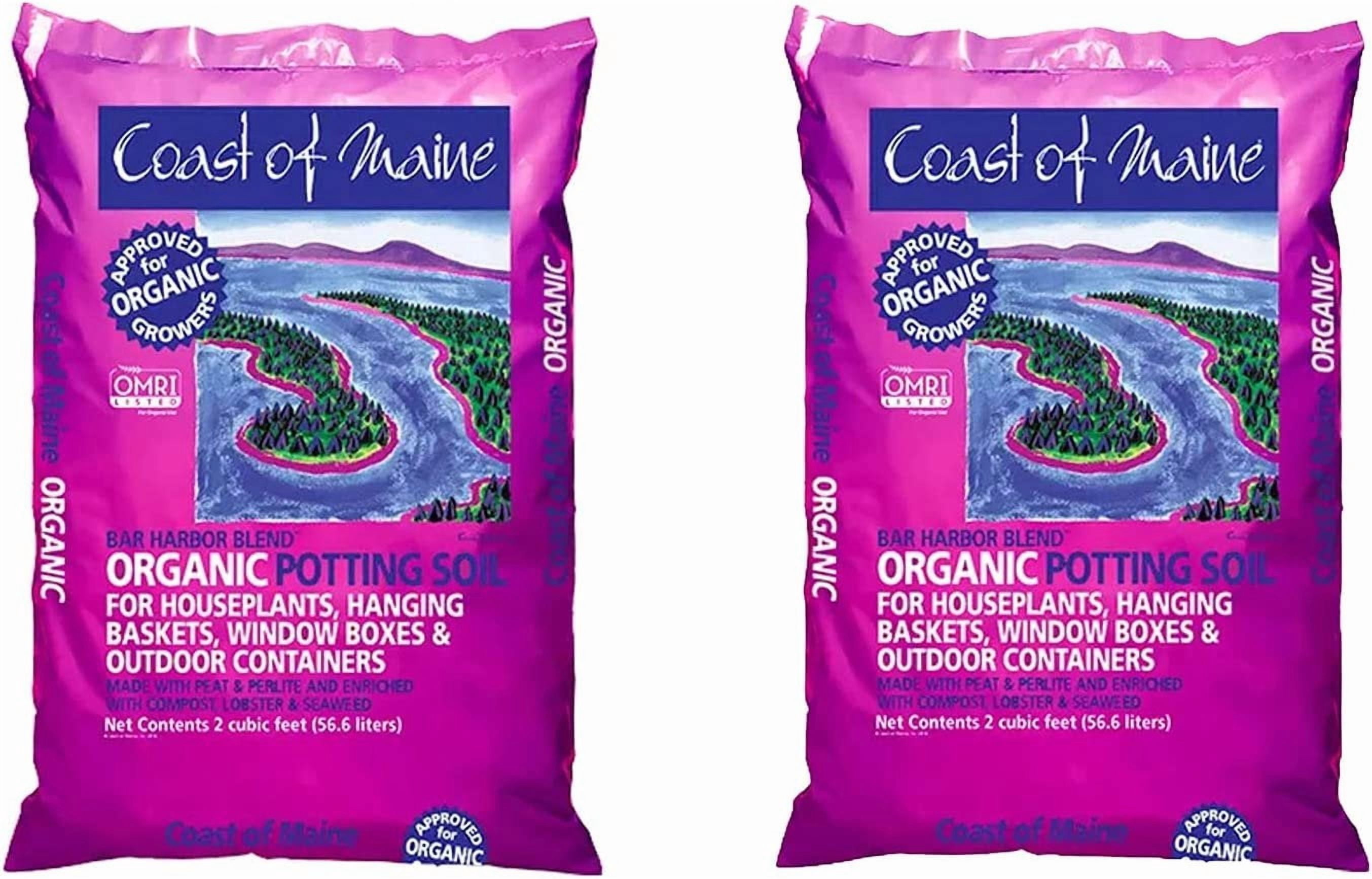 Coast of Maine Bar Harbor Blend Organic Compost Potting Soil for Container Gardens (Dark Brown, 4 cu ft, 2 Pack) 8lgrw