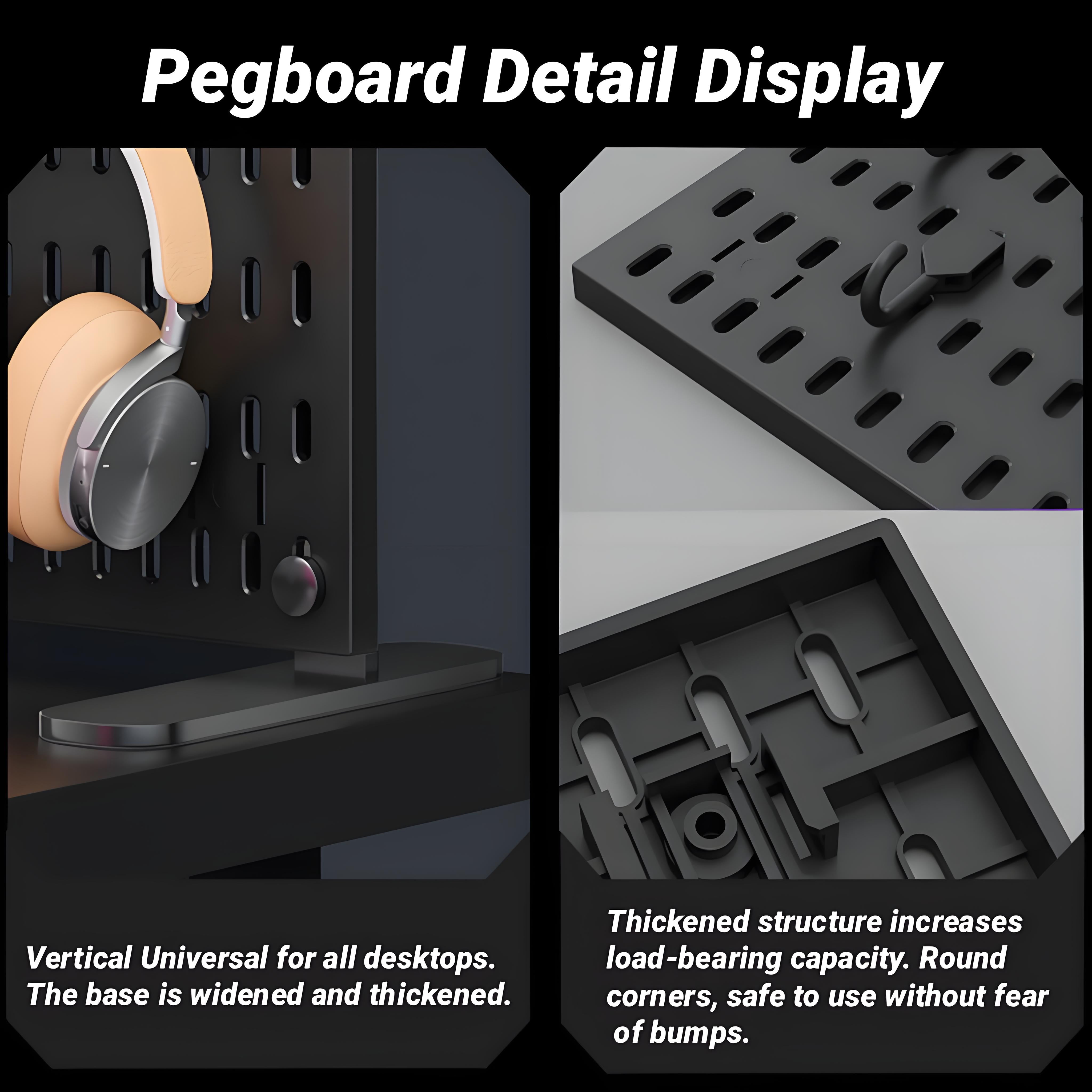 ENJOYWOOD Freestanding Pegboard Desktop Organizer Set with Hooks and Shelves (Black, 23.5 x 16.5 in) lky18