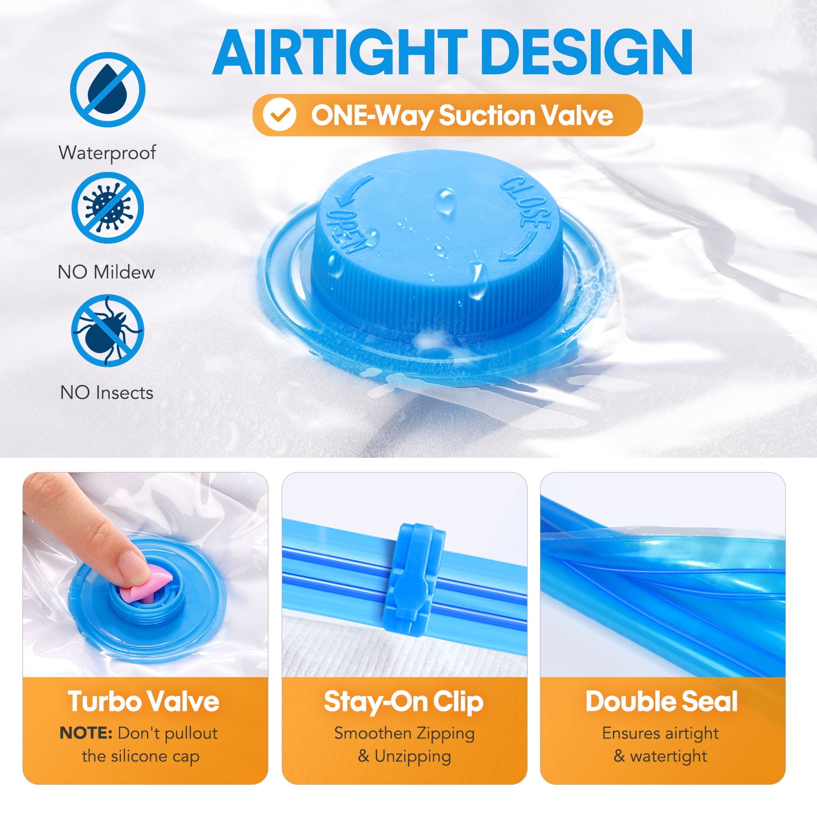 Livhil Vacuum Storage Bags for Clothes Compression with Electric Pump (Clear, 10-Pack) f4778