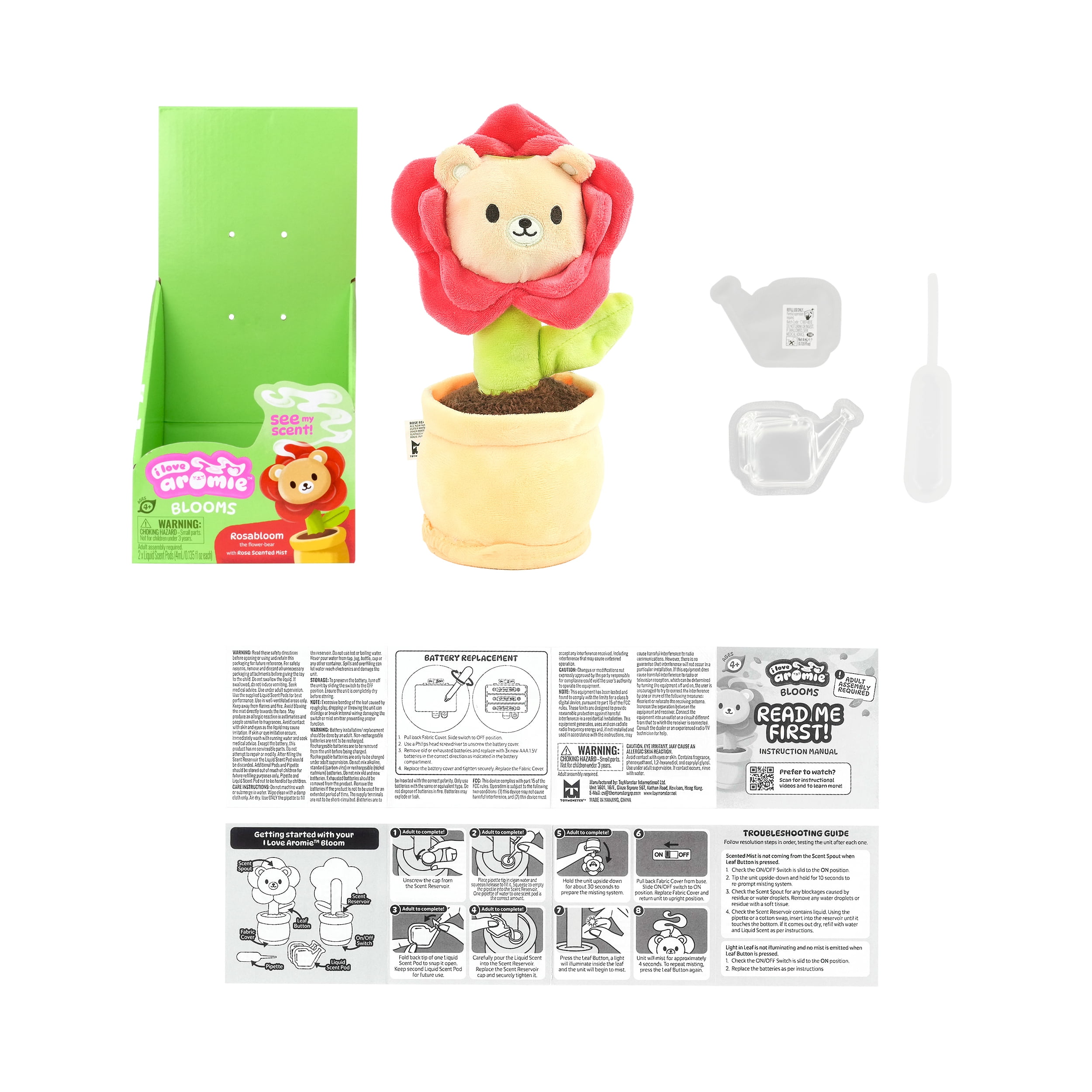 ToyMonster I Love Aromie Rosa Bloom Rose Scented Flower Plush with Visible Magic Mist (Pink, 10.6 in H) cjole