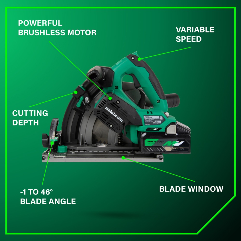 Metabo HPT C3606DPAM 36V MultiVolt Brushless Cordless Track Saw Kit (6-1/2 in, 4 Ah) j7546