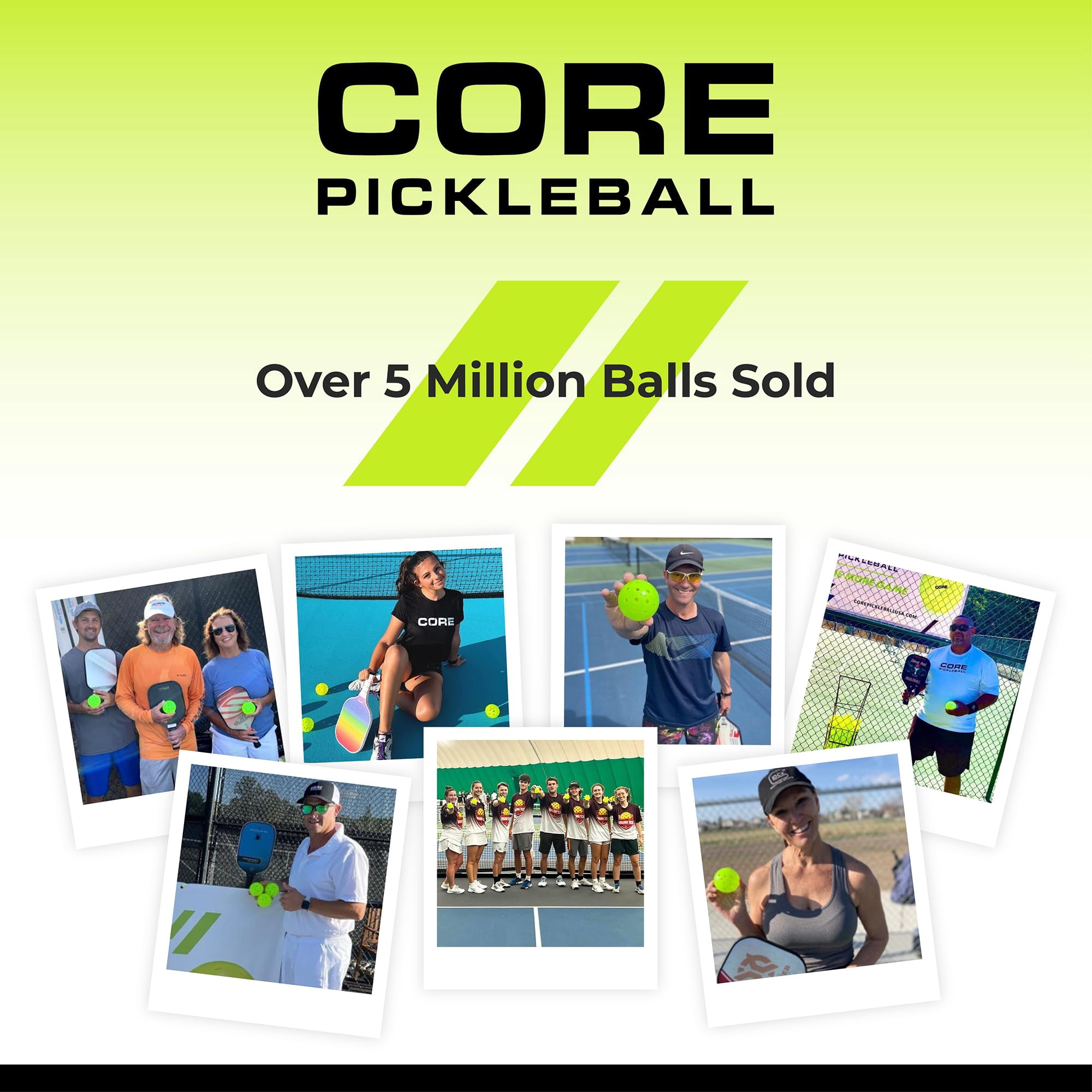 CORE Pickleball USA Outdoor Pickleball Balls, USAPA Approved 40-Hole Tournament Balls (Neon Green, 12 Pack) irxlu