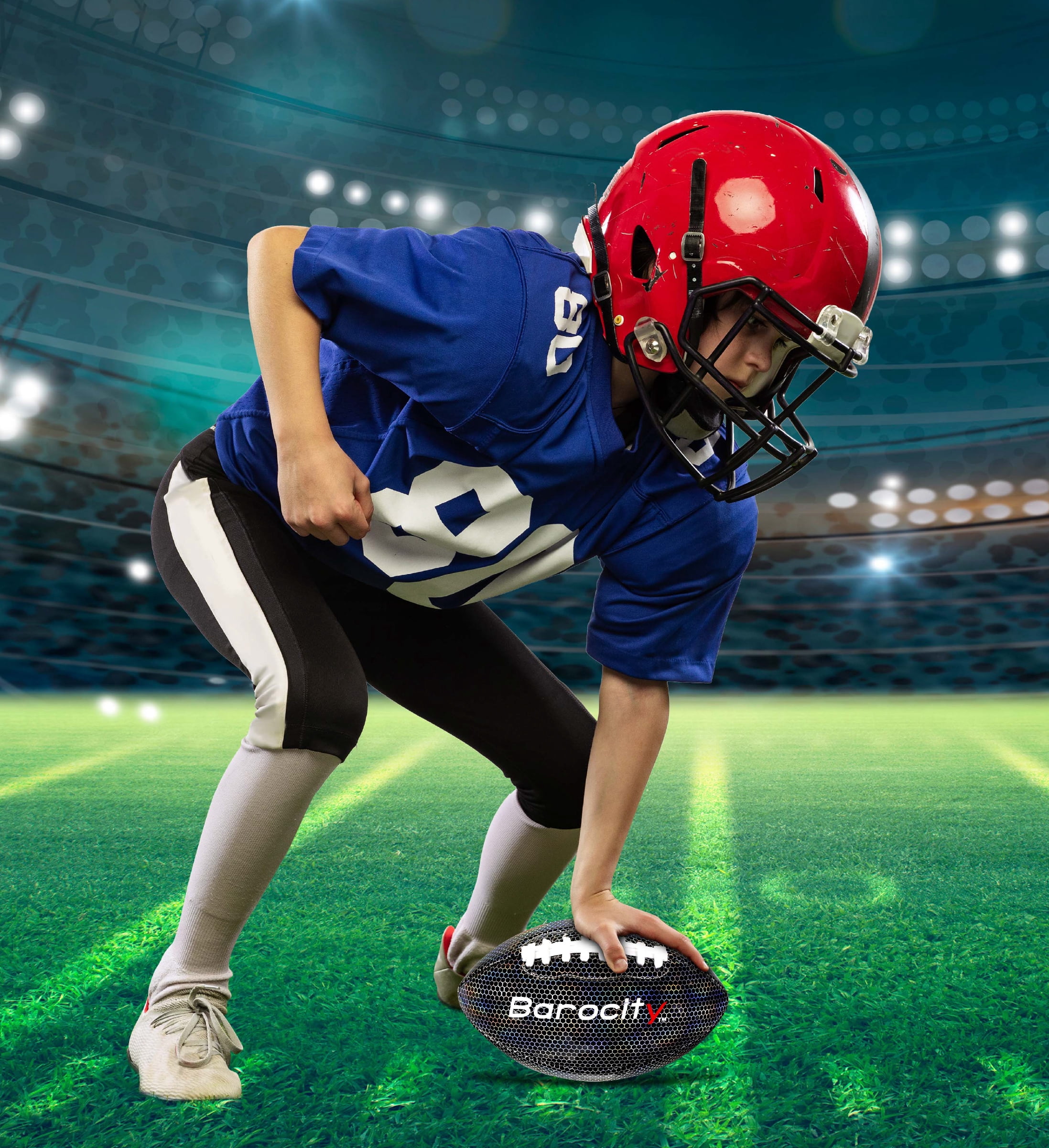 Puzzled Barocity Pee Wee Size 3 Football with Reflective Rainbow Hex Pattern (Black, 0.5 lb) 0412k